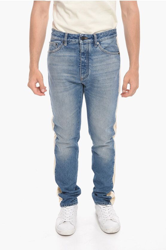 image of Palm Angels 5 Pocket Denims With Side Contrasting Bands 18Cm in Blue, Men's (Size 29)