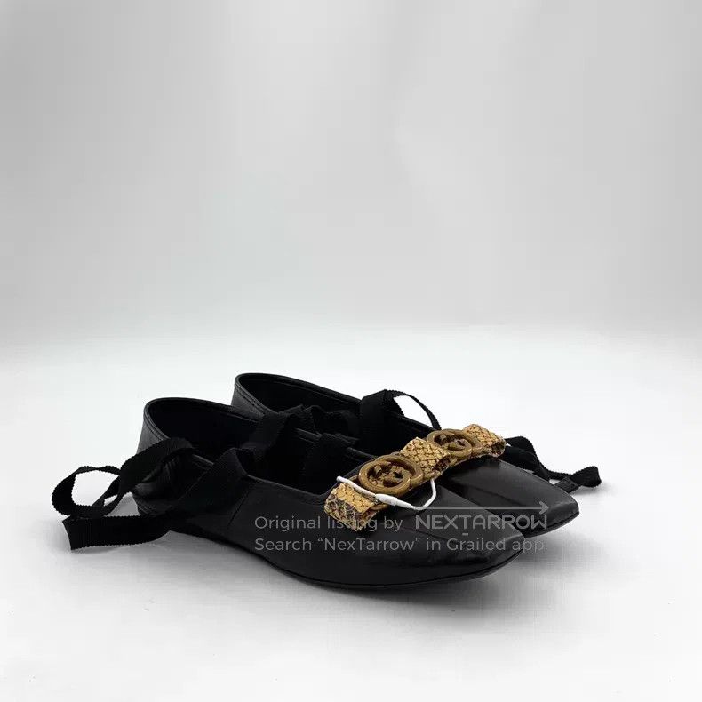 Gucci Gucci Black leather double G logo one-pedal casual flat sh Size US 6.5 / IT 36.5 - 2 Thumbnail