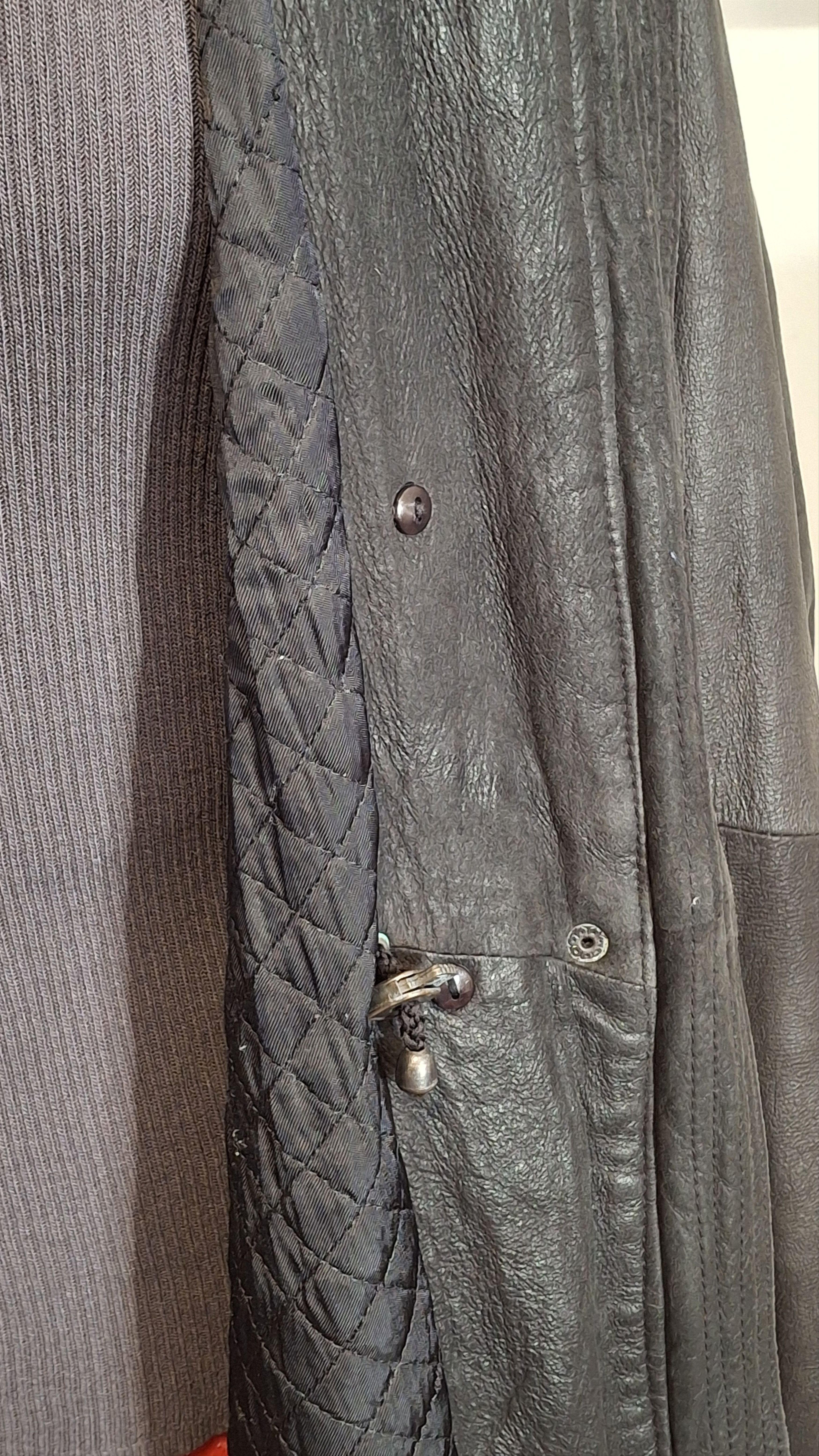 Vintage Vintage 80s Oversized Hooded Leather Parka Graphite/Green Size M / US 6-8 / IT 42-44 - 15 Thumbnail