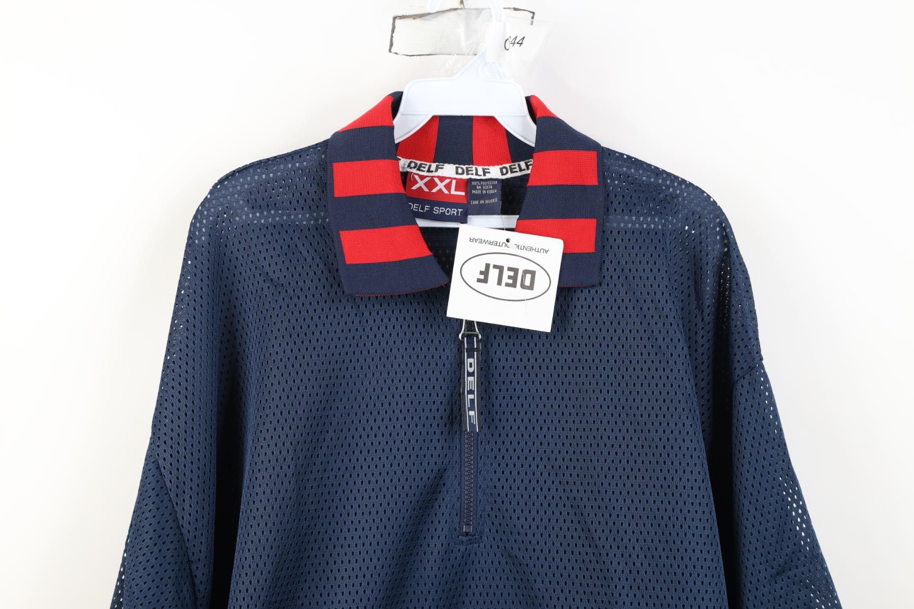 Vintage Deadstock Vintage 90s Y2K Mesh 1/4 Zip Polo Shirt Hip Hop Size US XXL / EU 58 / 5 - 2 Thumbnail
