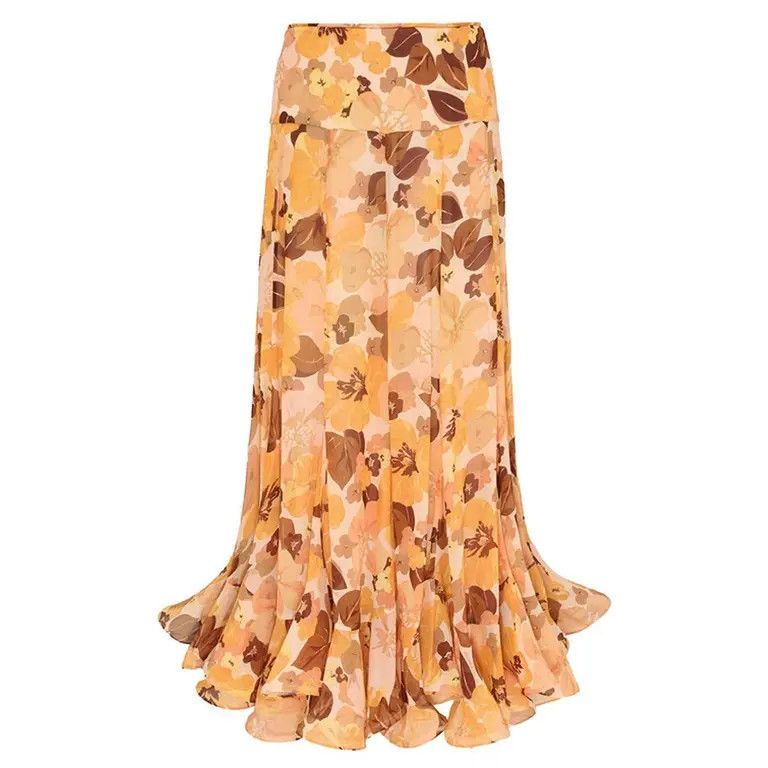 Zimmermann oc11z0226 Balance Flutter Printed Midi Skirt In Multicolor Size 26" / US 2 / IT 38 - 1 Thumbnail