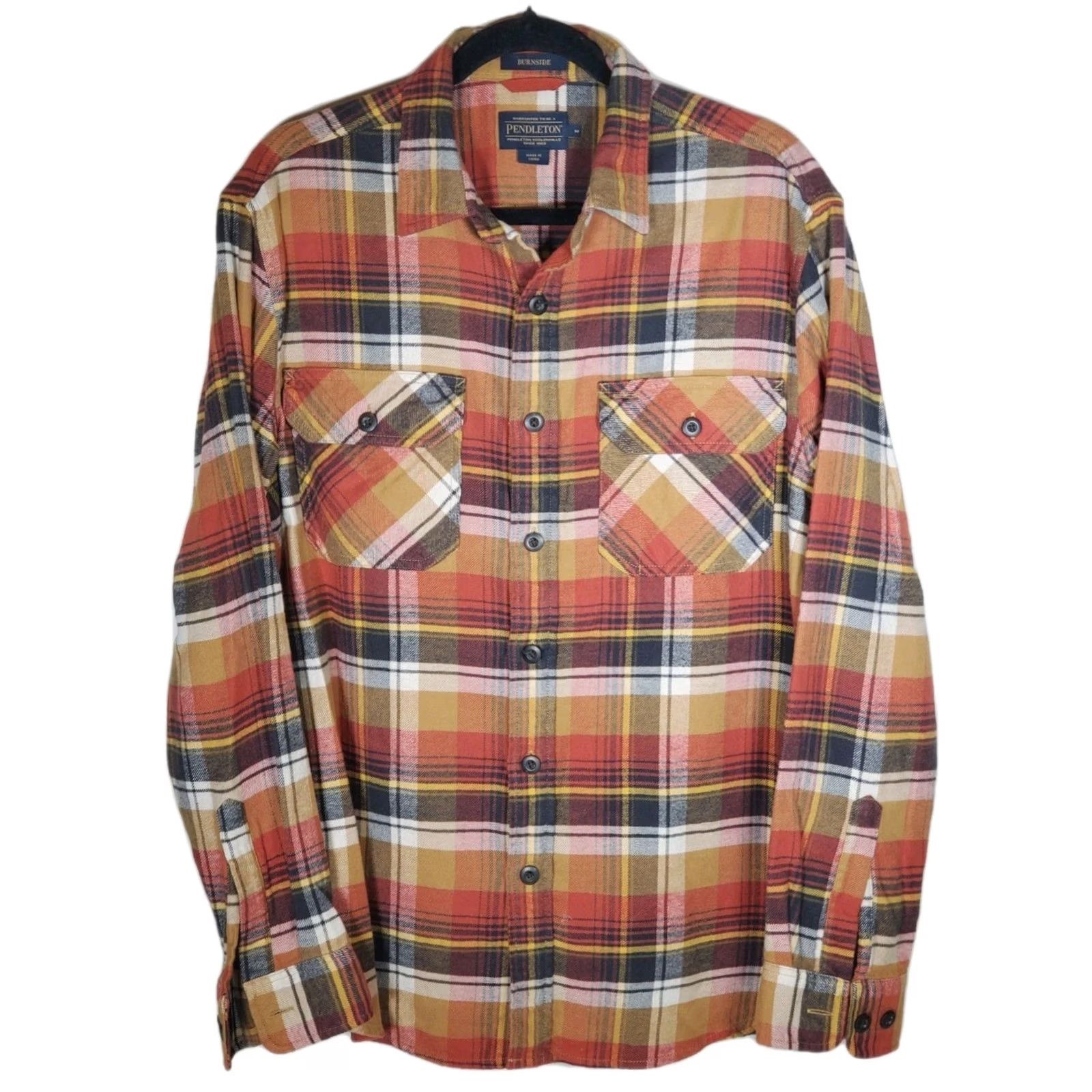 Pendleton Pendleton Burnside Flannel Shirt Tan Red Gold Plaid Button Long Sleeve Mens M Size US M / EU 48-50 / 2 - 2 Thumbnail