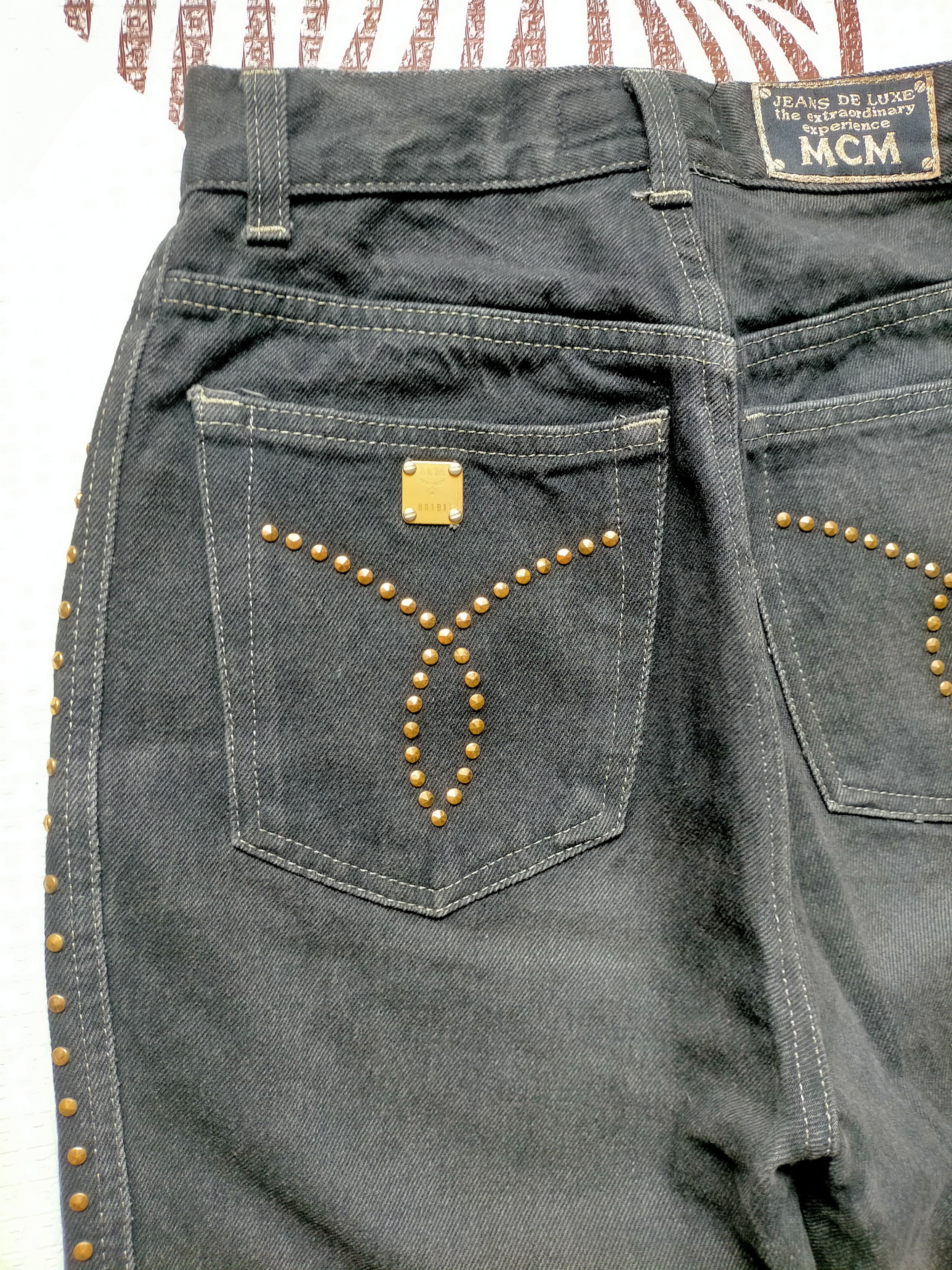 MCM 🔥Rare 90s MCM Studded Gold Side Tape Black Jeans Size US 26 / EU 42 - 17 Thumbnail