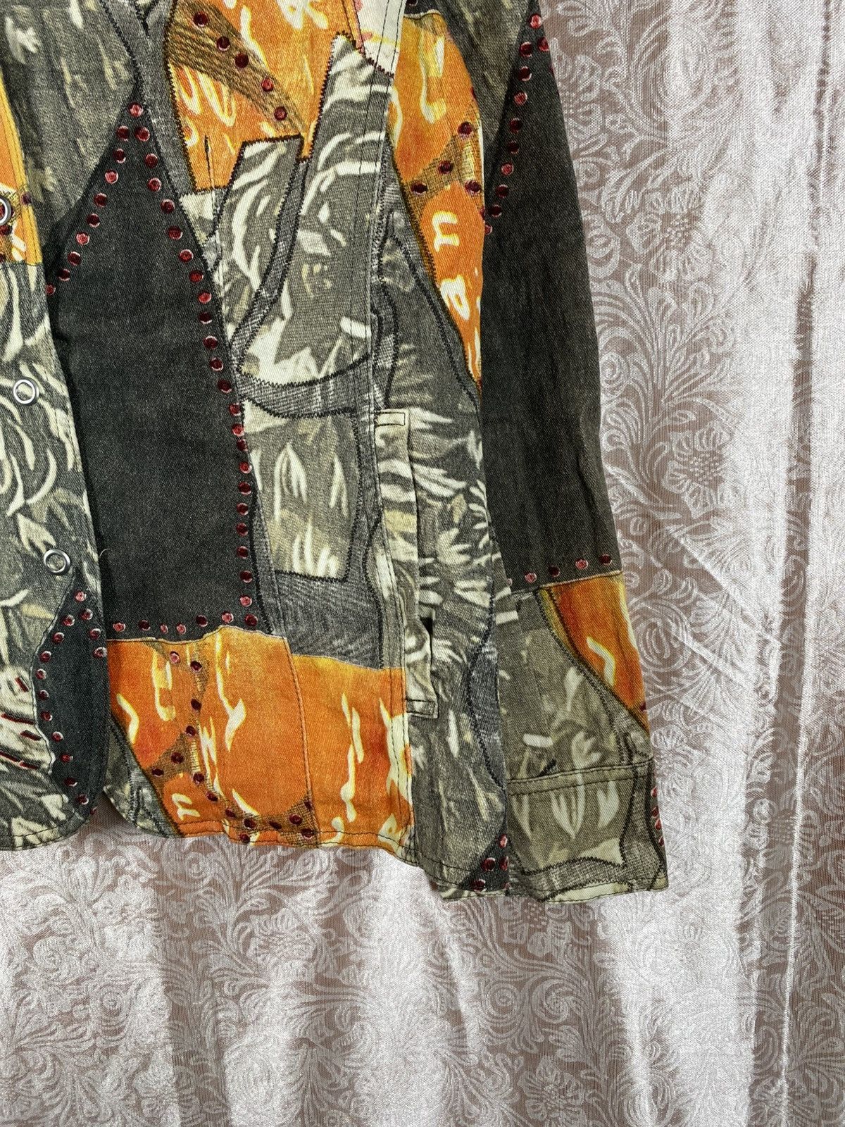 Kansai Yamamoto Kansai Bis Patchwork Art Jacket Floral Graphic Orange Grey Size L / US 10 / IT 46 - 11 Thumbnail