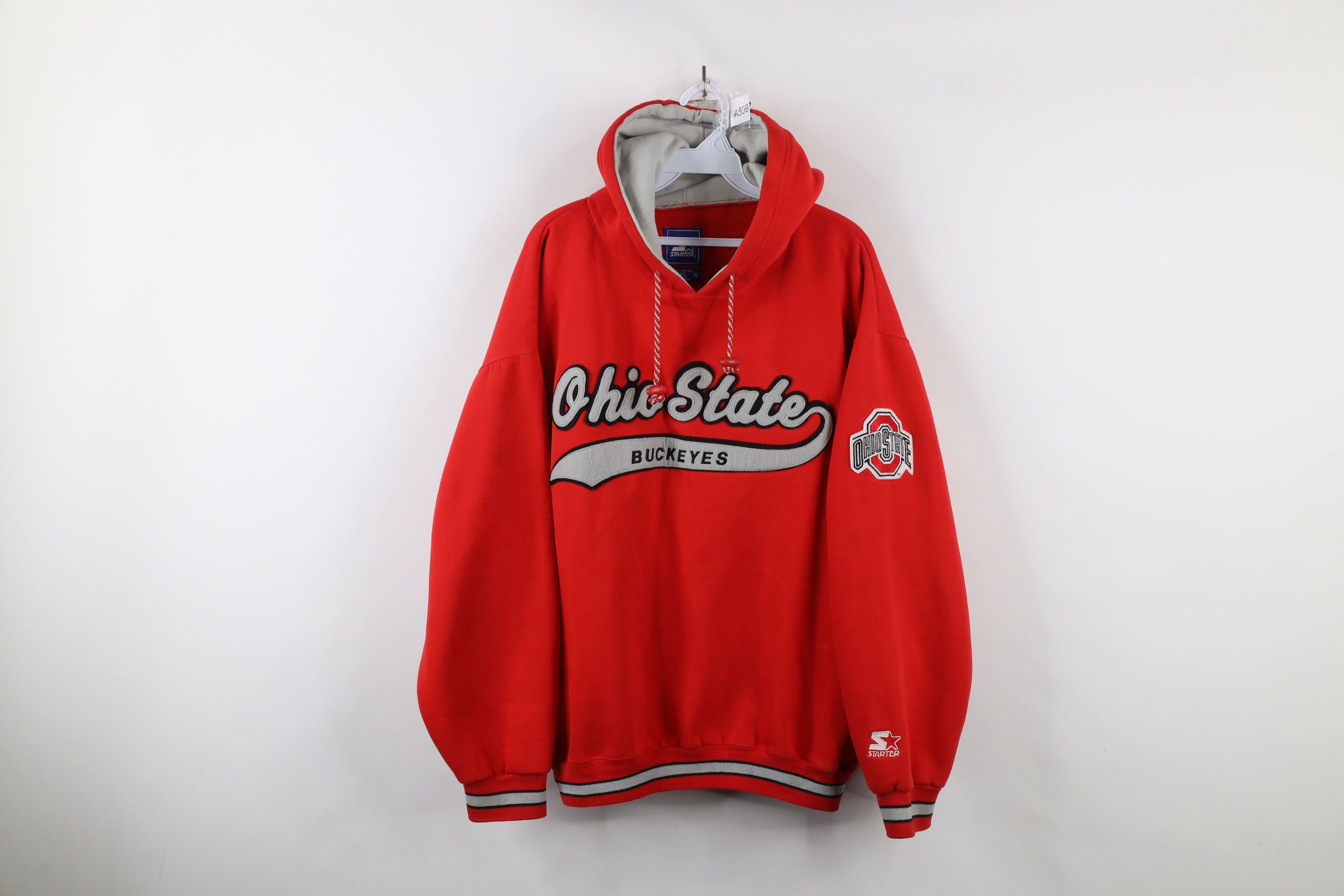 Starter × Vintage Vintage 90s Starter Script Ohio State University Hoodie Red Size US L / EU 52-54 / 3 - 1 Thumbnail