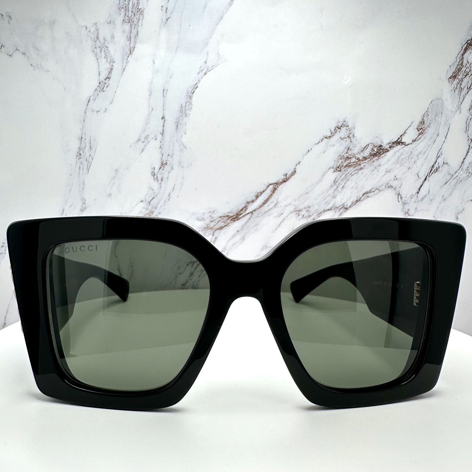 Gucci New GUCCI Sunglasses Black Gold Logo Square Oversized 51mm Size ONE SIZE - 2 Thumbnail