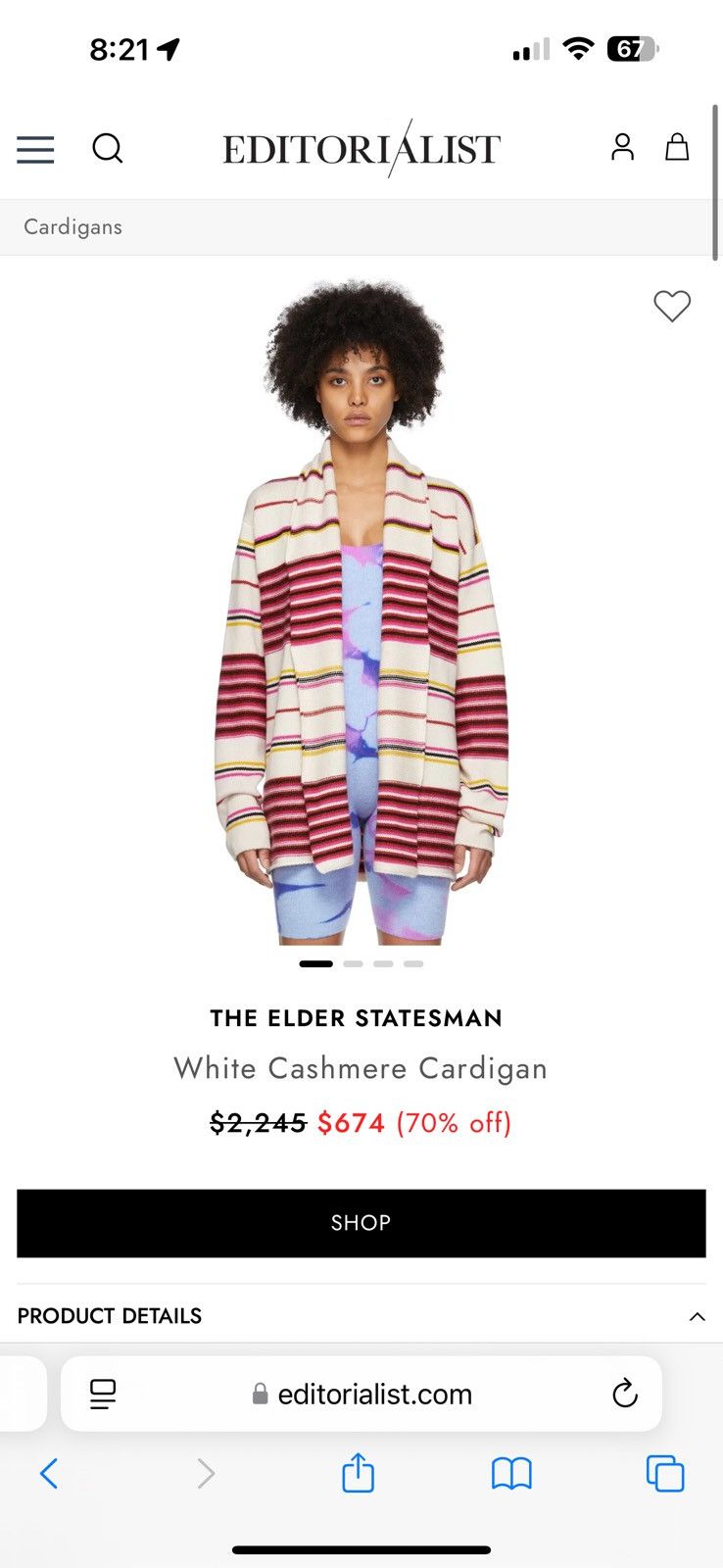 The Elder Statesman REVERSE STRIPE SMOKING JACKET Size US XS / EU 42 / 0 - 5 Thumbnail
