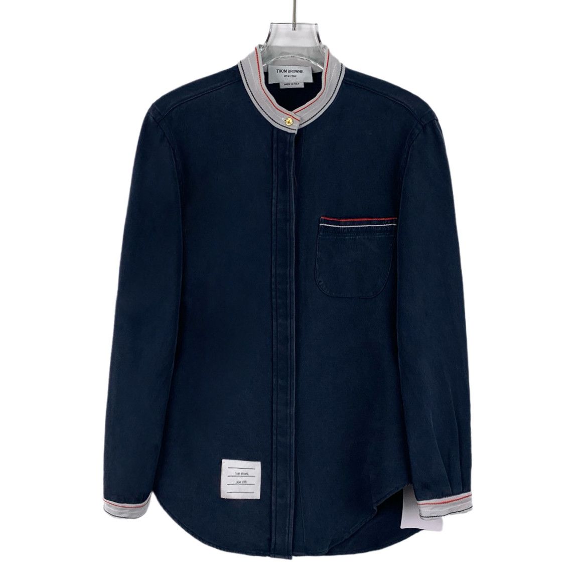 Thom Browne Thom Browne Navy Stripe Cotton Shirt (38) Size XS / US 0-2 / IT 36-38 - 1 Thumbnail