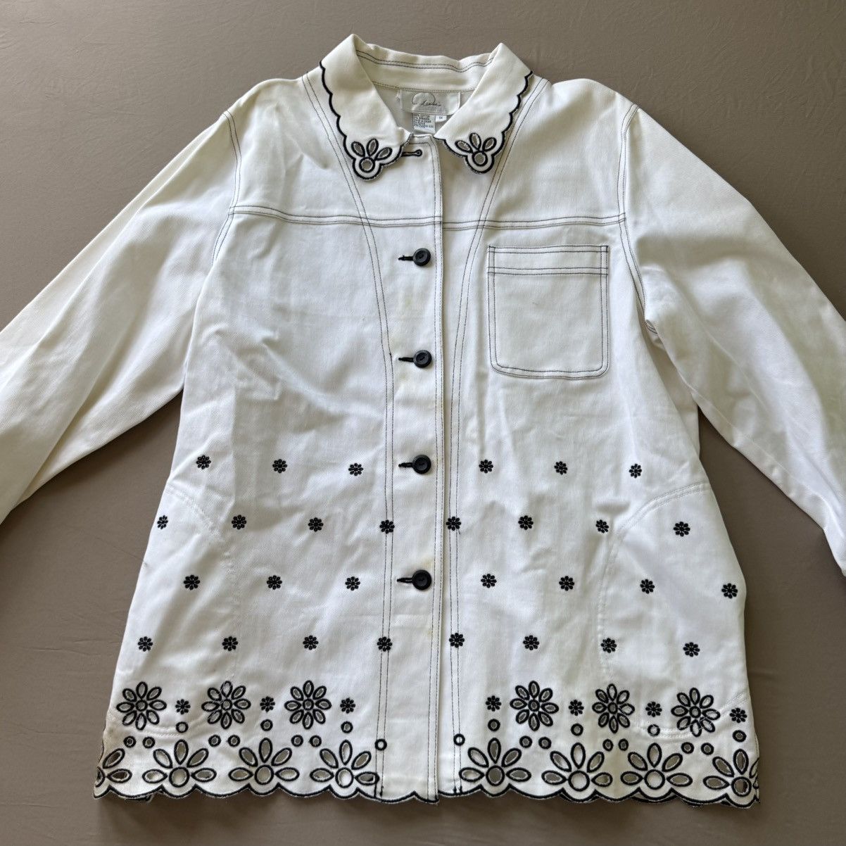 Other Vintage Cotton Embroidered Floral Shirt Jacket Size XL / US 12-14 / IT 48-50 - 3 Thumbnail
