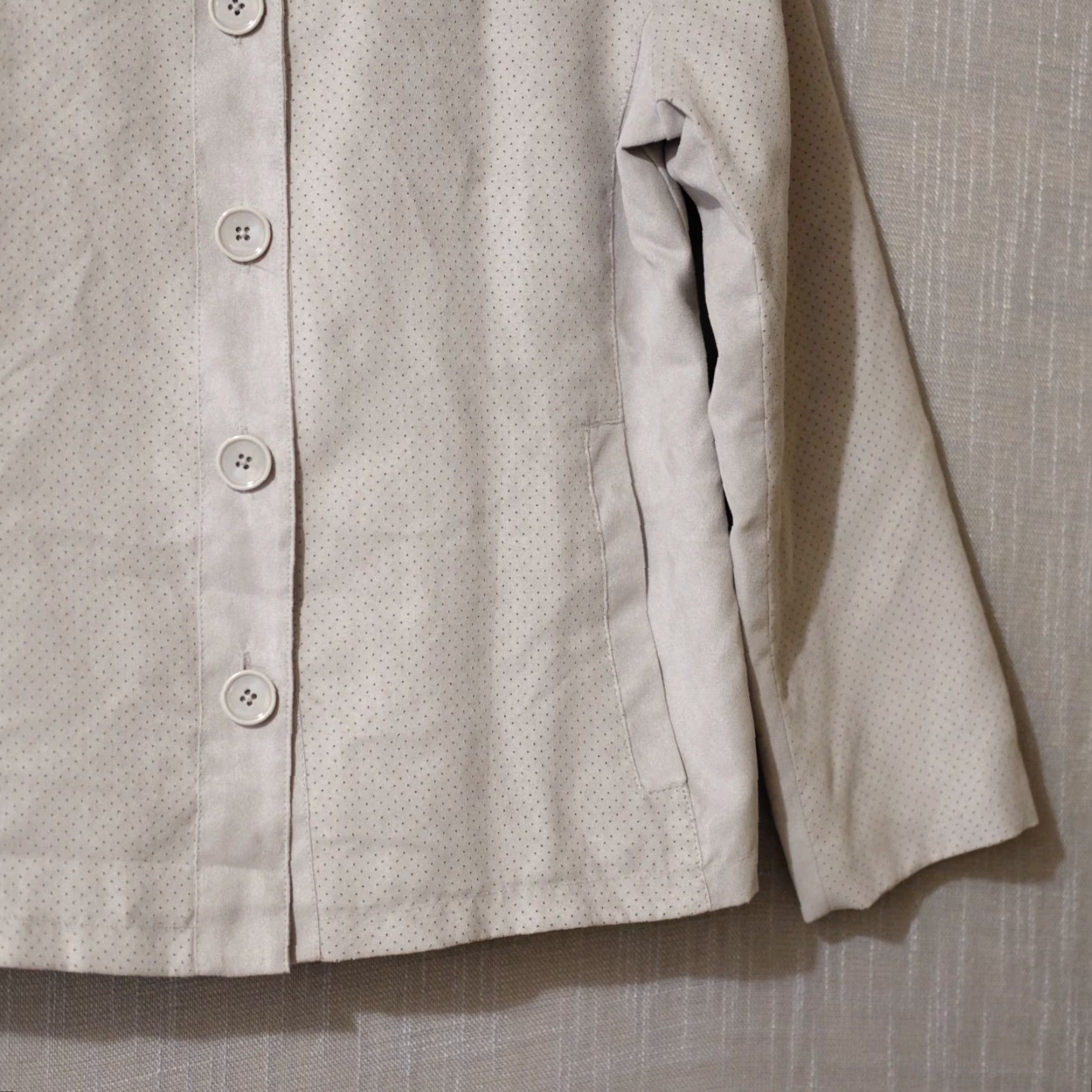 Liz Claiborne VINTAGE Liz Claiborne Faux Sueded Jacket Grey Lined Crew Neck Womens M Size M / US 6-8 / IT 42-44 - 4 Thumbnail