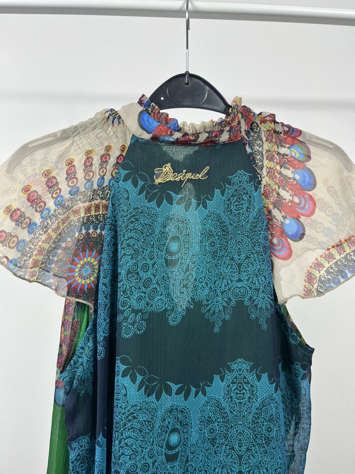 Desigual Desigual multicolor boho mini dress green abstract print L Size L / US 10 / IT 46 - 16 Thumbnail