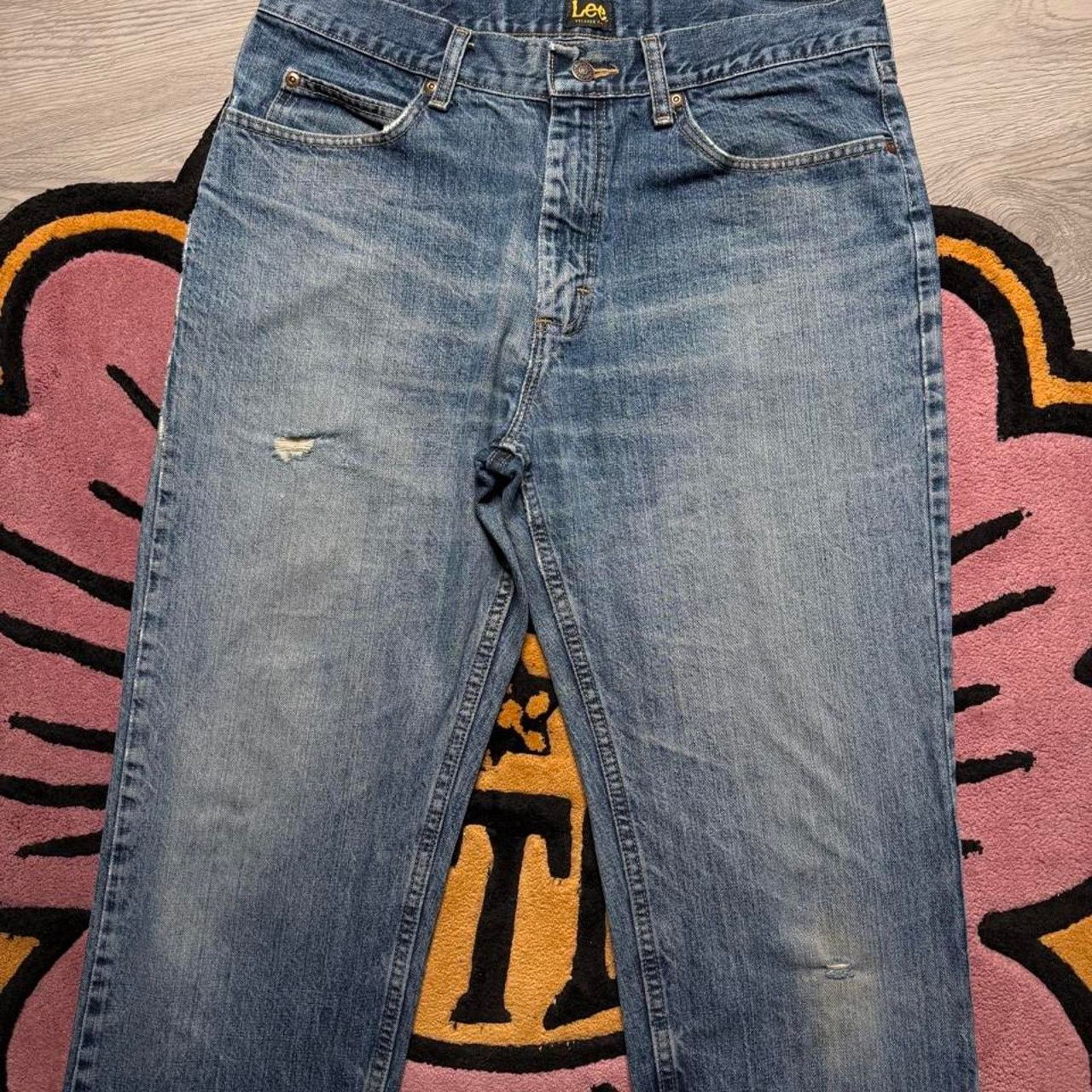 Lee × Vintage Vintage Y2K Lee Distressed Stone washed Denim Jeans 34x32 Size US 34 / EU 50 - 2 Thumbnail