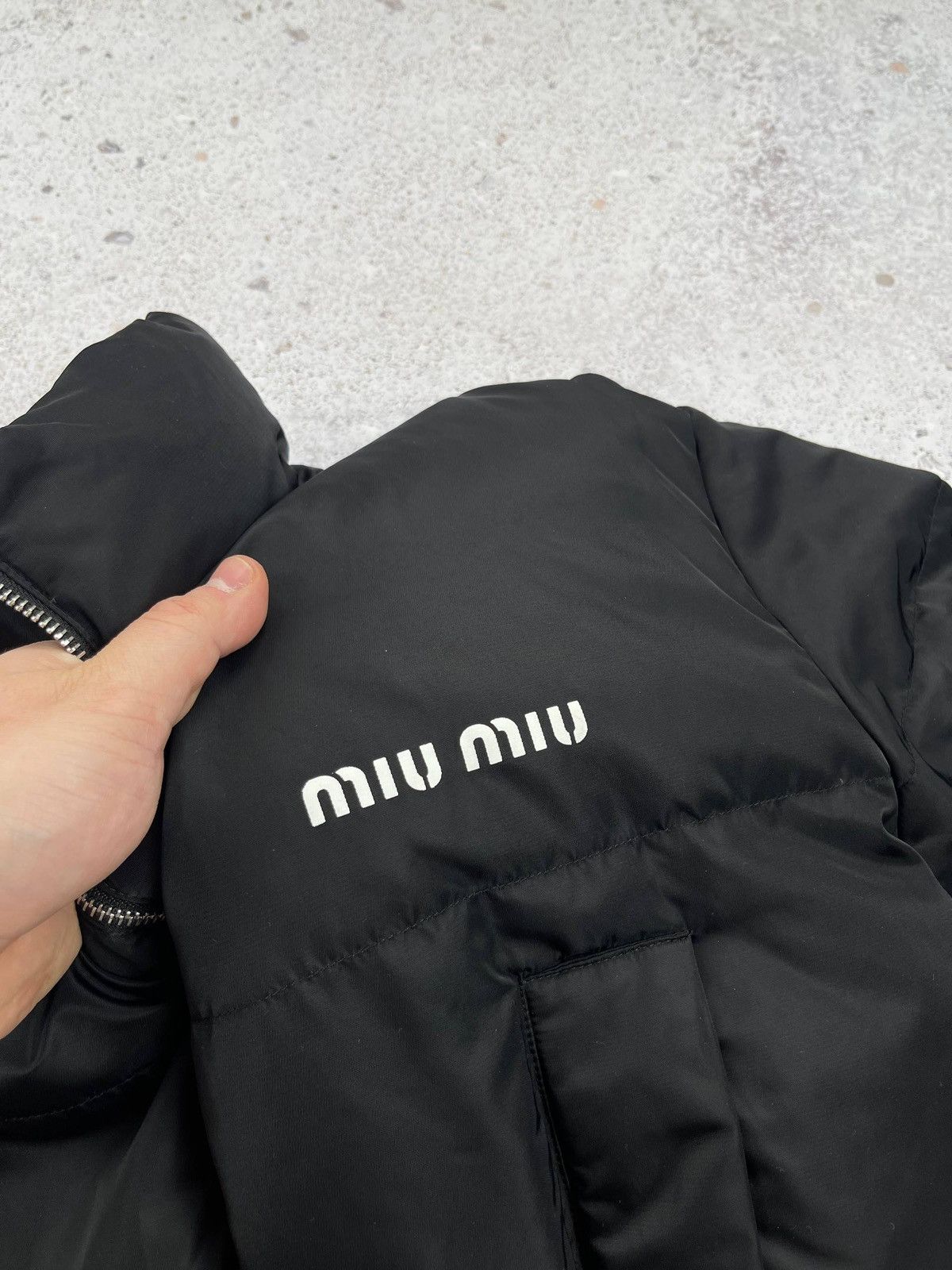 Miu Miu Miu Miu Women Black Cropped Down Puffer Jacket Bomber Zip Size XS / US 0-2 / IT 36-38 - 6 Thumbnail