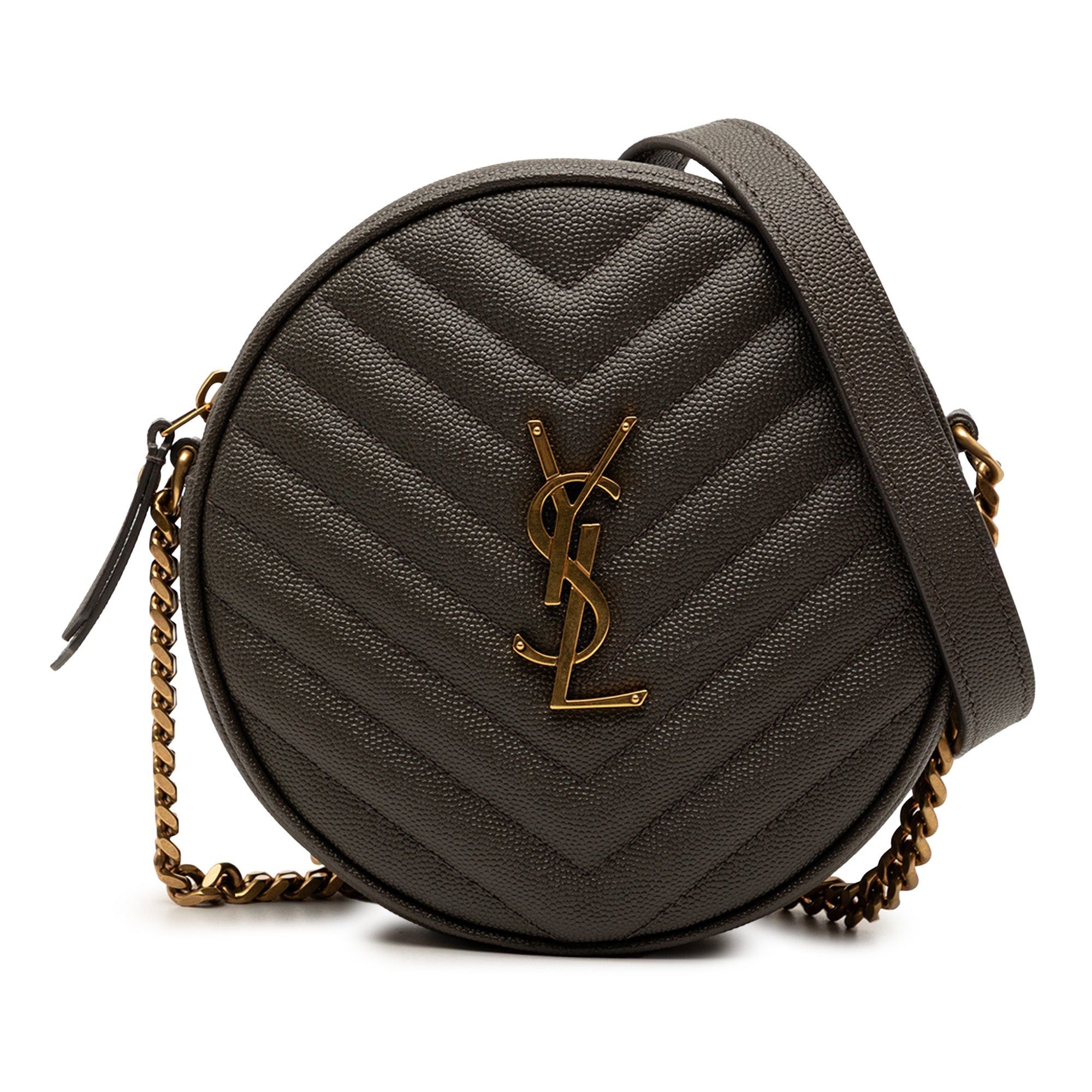 Saint Laurent Paris Grain De Poudre Chevron Round Vinyle Camera Bag Size ONE SIZE - 1 Thumbnail