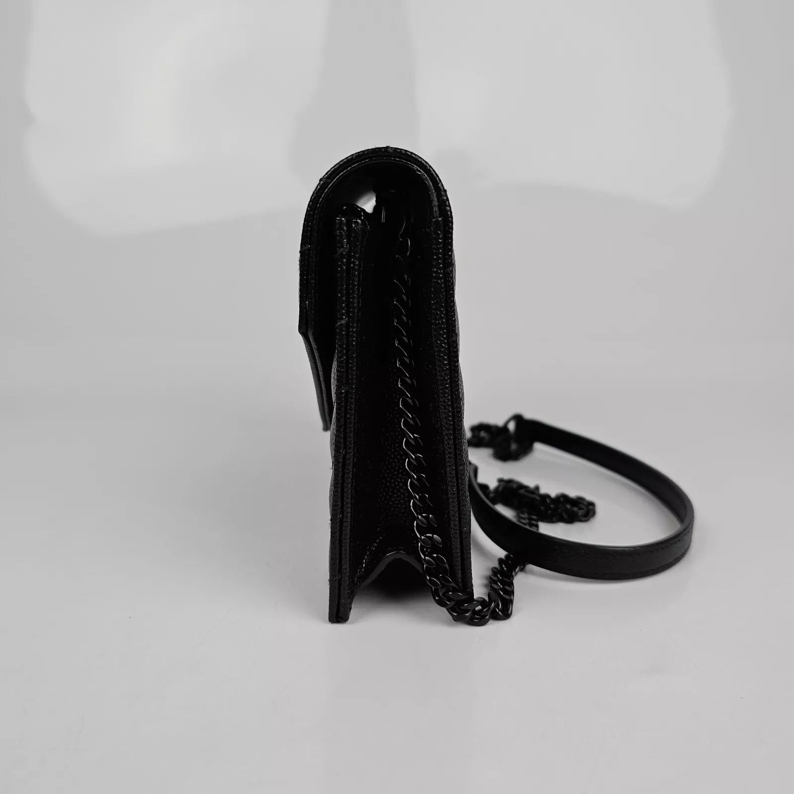 Saint Laurent Paris SAINT LAURENT Cassandre Black Grained Chain Wallet Size ONE SIZE - 7 Thumbnail