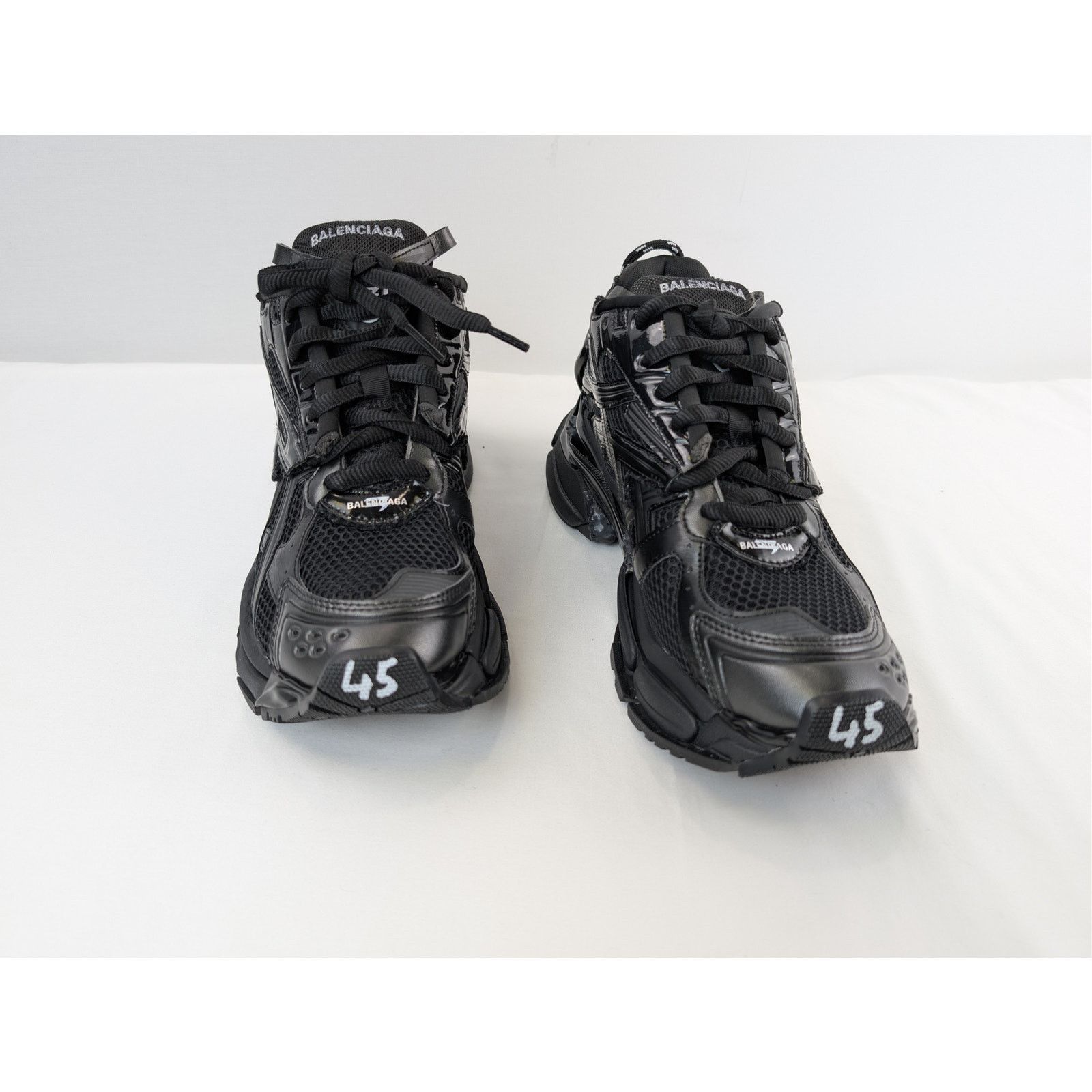 Balenciaga o1rshd1 Monocolor Mesh Rubber Runner Sneakers in Black Size US 12 / EU 45 - 7 Thumbnail