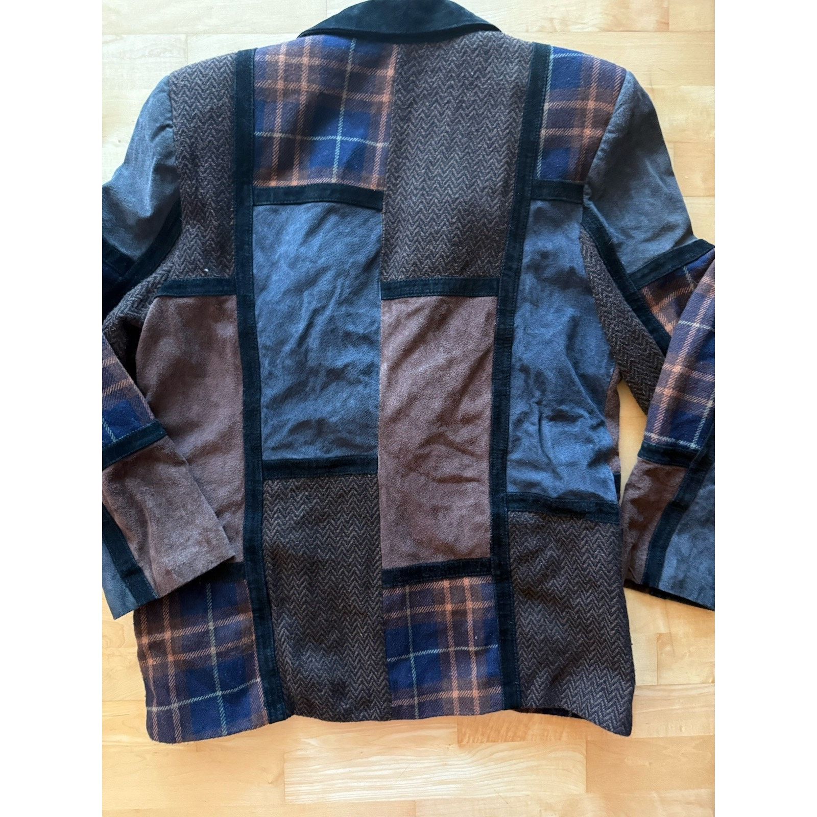 Vintage Vtg Brandon Thomas Leather Wool Jacket Blazer Patchwork 14 Size XL / US 12-14 / IT 48-50 - 6 Thumbnail