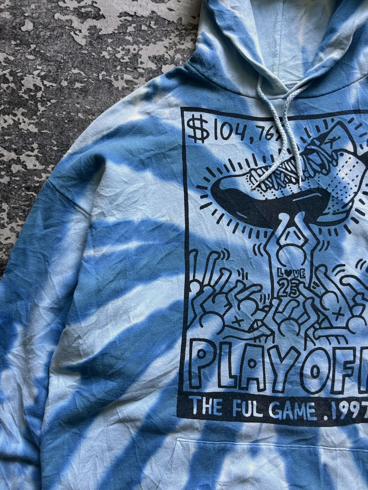Keith Haring Vtg 90s Keith Haring Jordan Play Off Tie Dye Hoodie Size US XXL / EU 58 / 5 - 7 Thumbnail