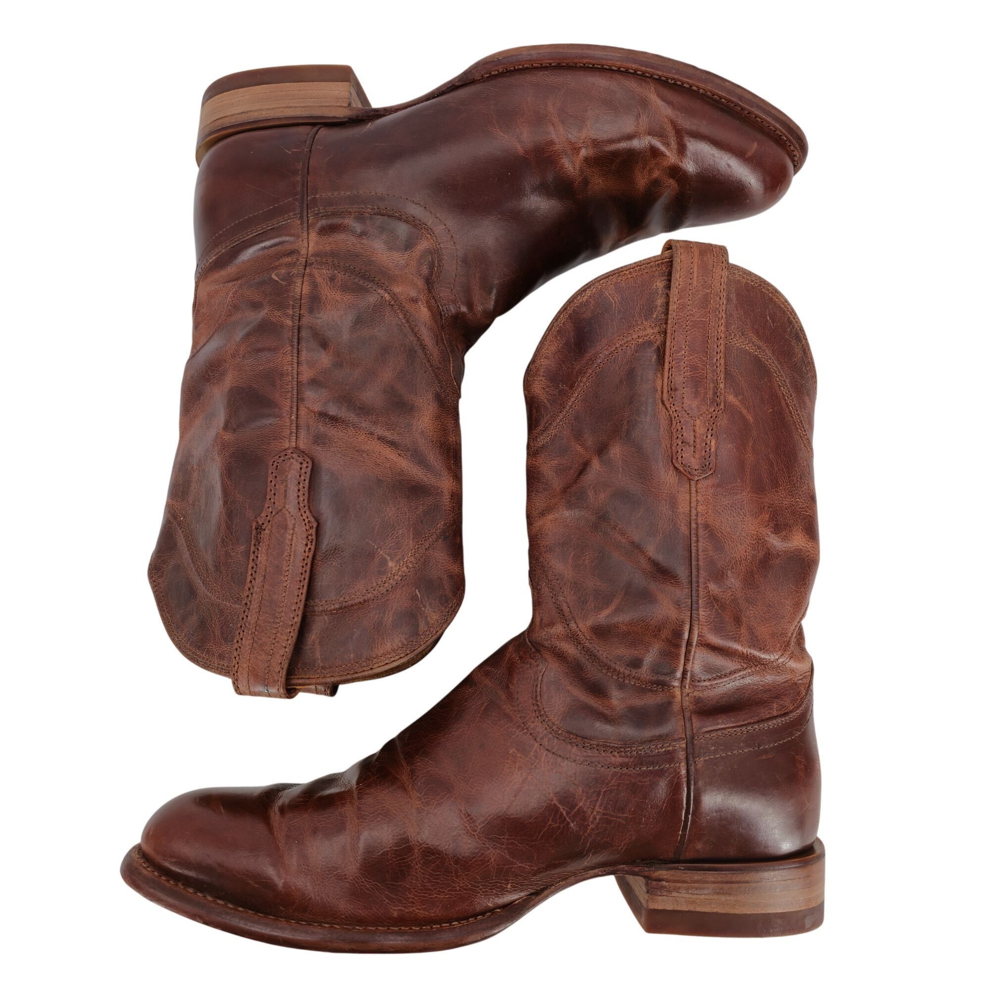 Tecovas Tecovas Earl Men 10.5EE Wide Brown Goat Leather Cowboy Boots Size US 10.5 / EU 43-44 - 7 Thumbnail