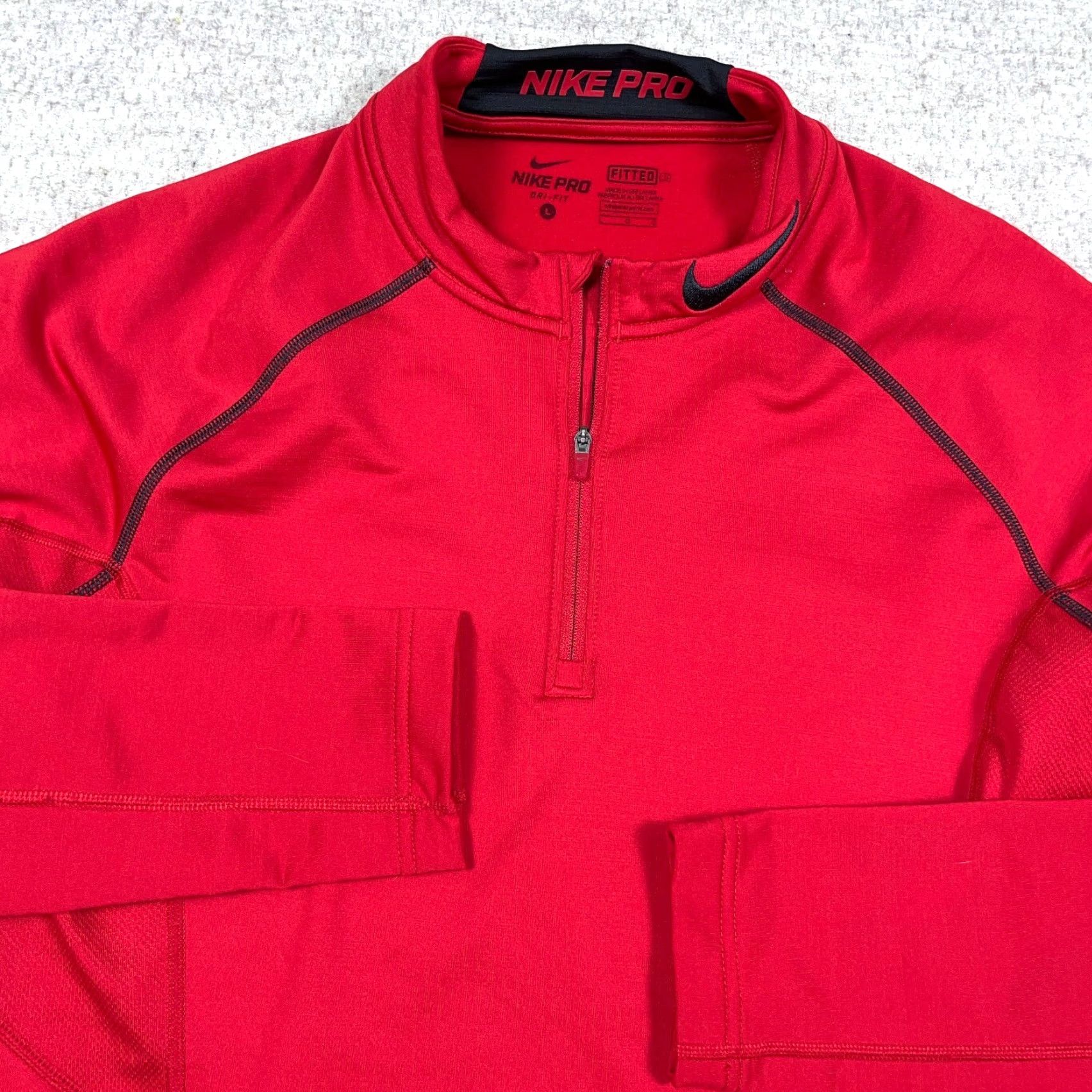 Nike Nike Pro Sweatshirt Men L Red Fitted Pullover 1/4 Zip Dri Fit Long Sleeve Logo Mock Neck Sweatshirt Mens Size US L / EU 52-54 / 3 - 2 Thumbnail