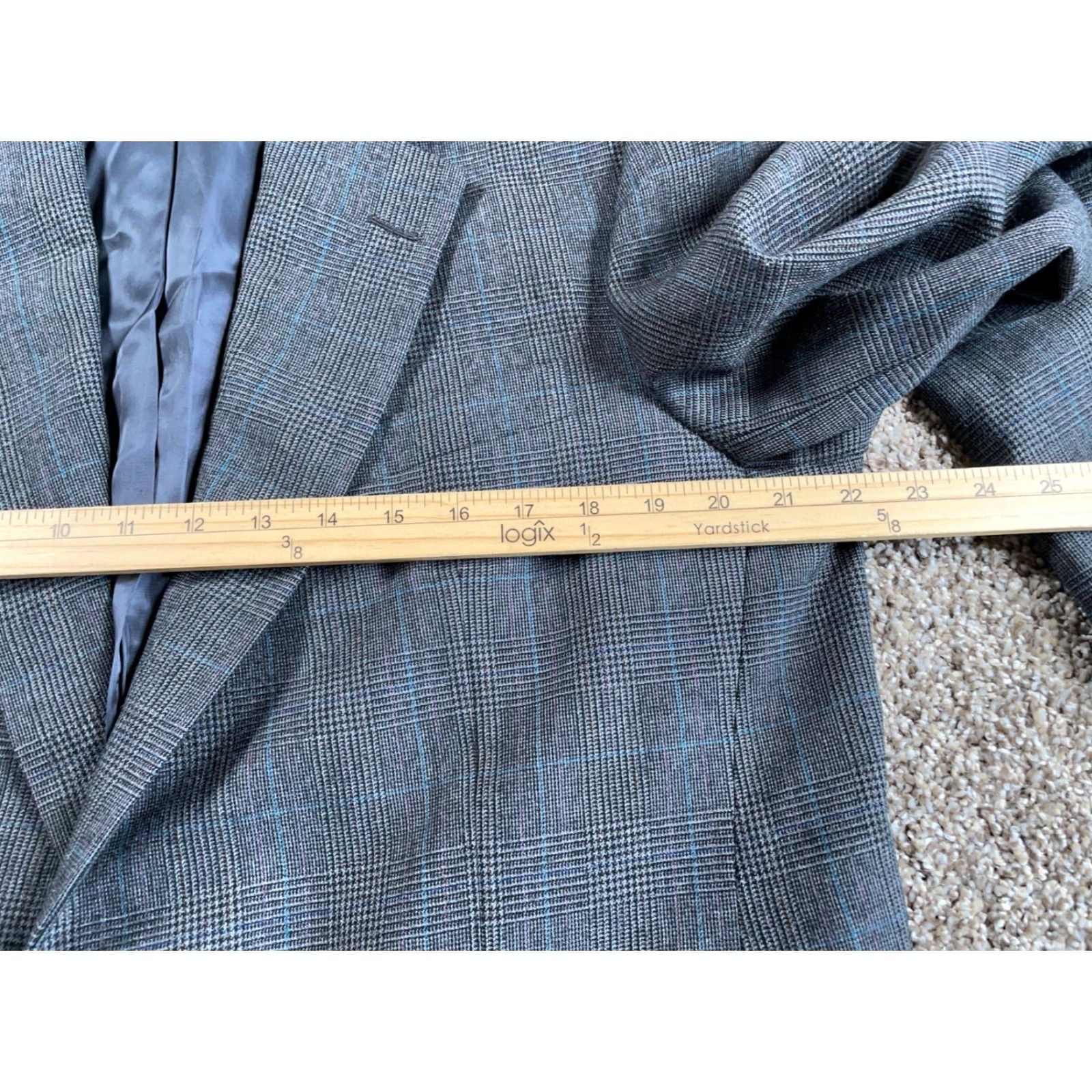 Vintage VINTAGE Hickey Freeman Wool Glen Plaid Blazer Men's 42 Gray Classic Preppy Size 42R - 7 Thumbnail