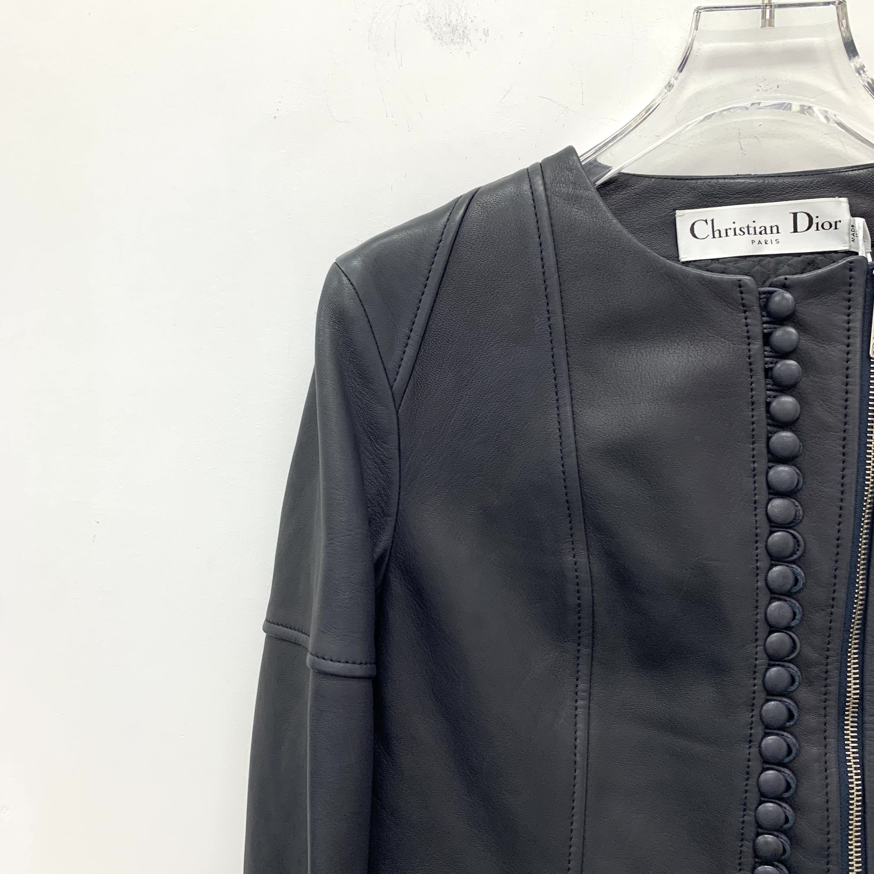 Dior Dior Leather Zip Jacket Black (36) Size S / US 4 / IT 40 - 3 Thumbnail