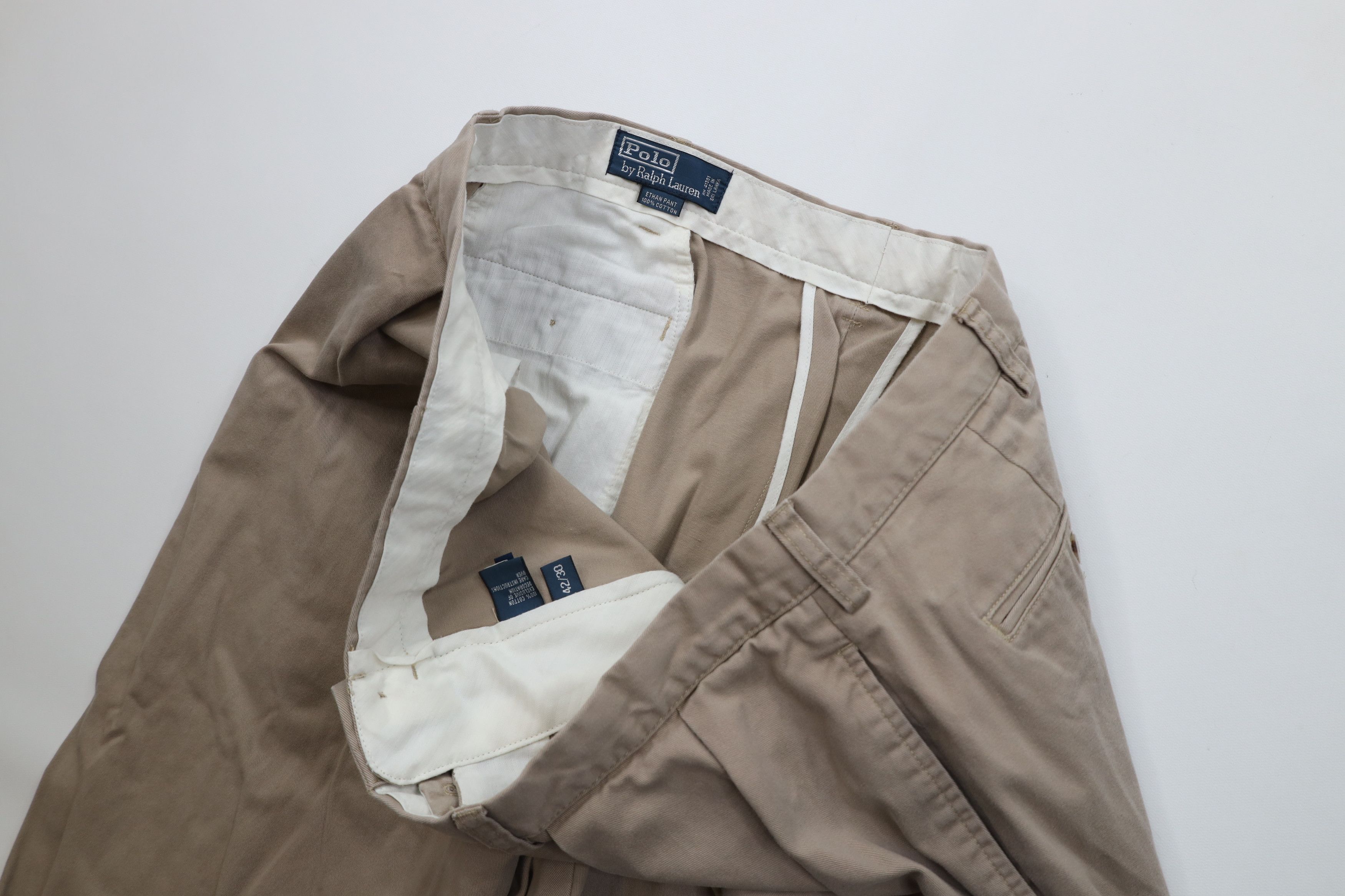 Ralph Lauren Vintage 90s Ralph Lauren Wide Leg Chino Pants Beige Cotton Size US 42 / EU 58 - 7 Thumbnail