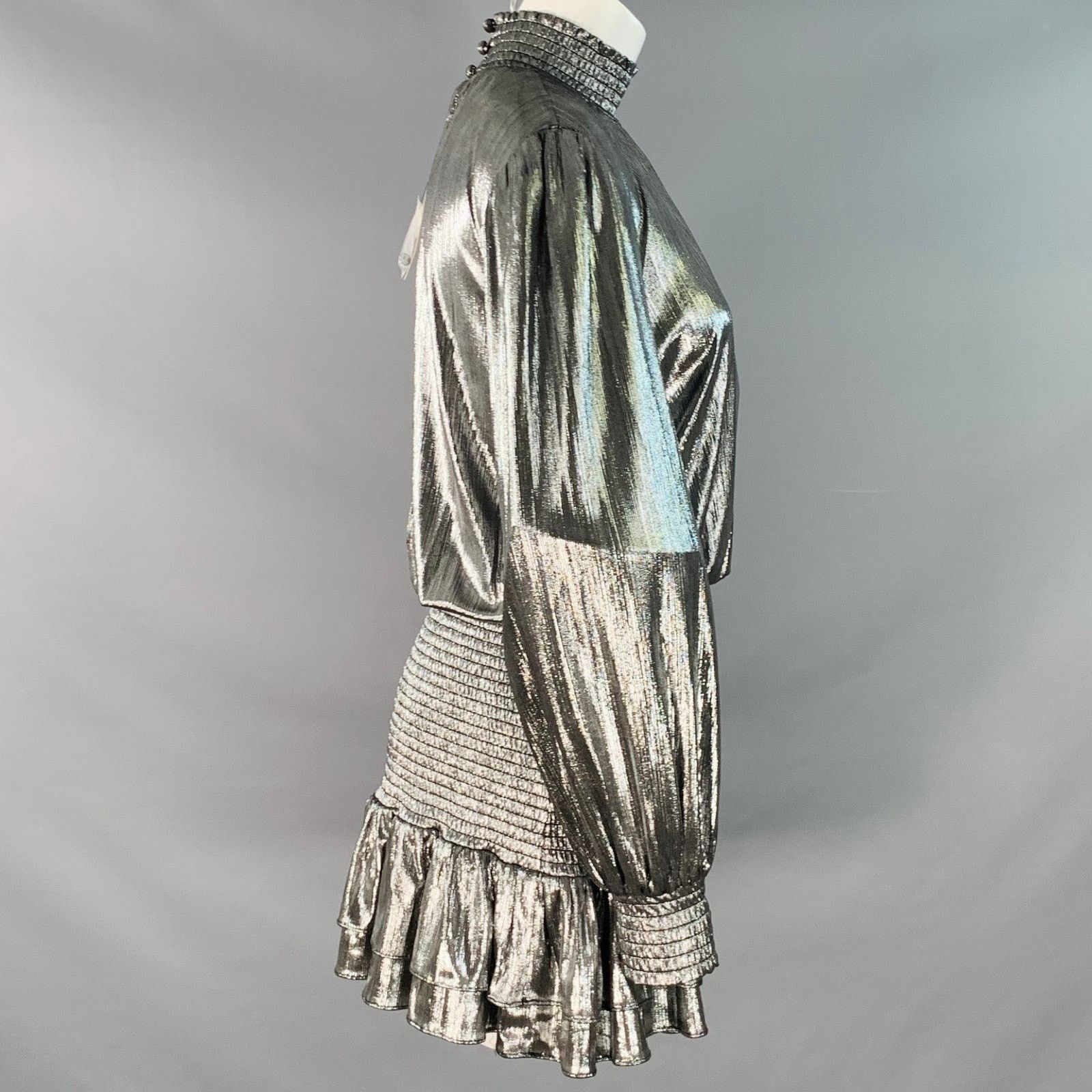 Retrofete Piper Black Metallic Silver Polyester Blend High Neck Mini Size XS / US 0-2 / IT 36-38 - 2 Thumbnail