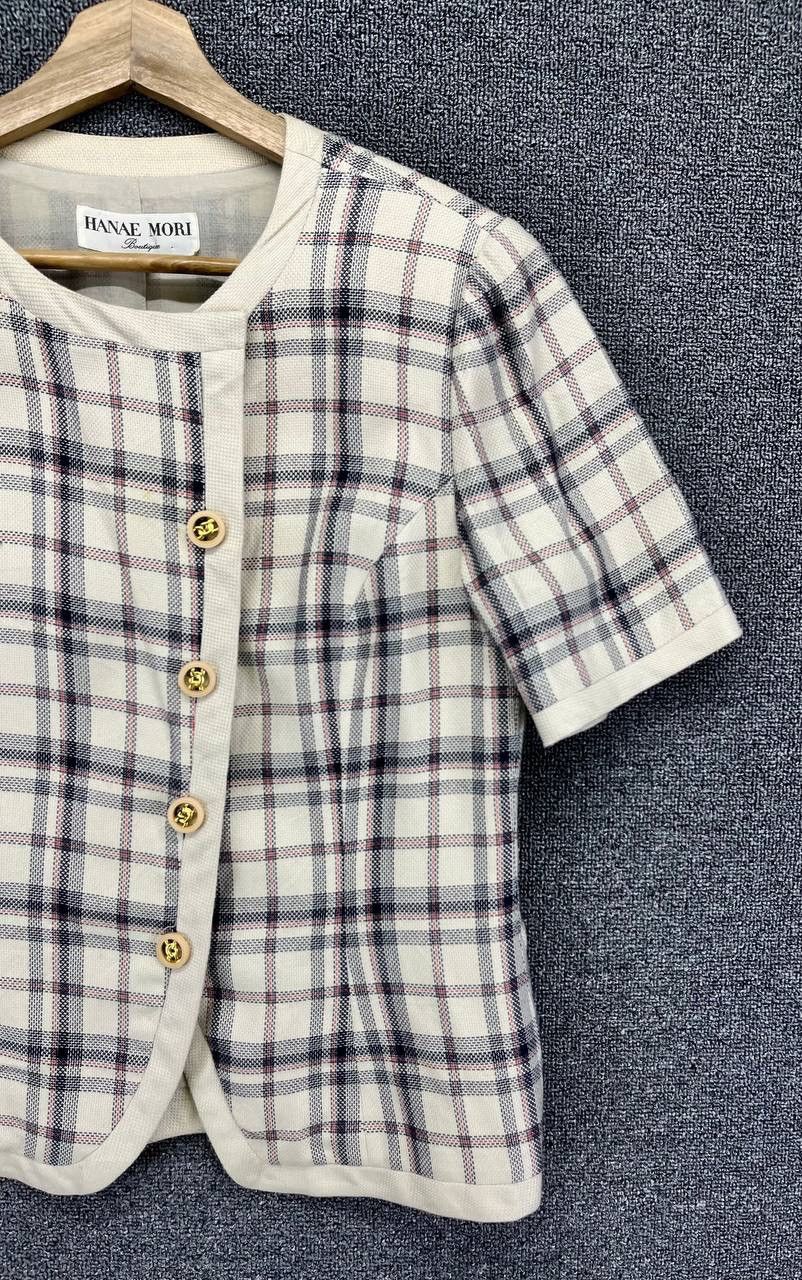 Flannel Hanae Mori Shadow Plaid Button Up Shirts Blouse Cardigan Size M / US 6-8 / IT 42-44 - 4 Thumbnail