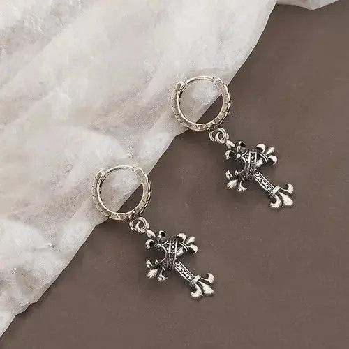 Jewelry × Other 925 Silver Plated Cross Dangle Drop Earrings for Men Women Size ONE SIZE - 2 Thumbnail