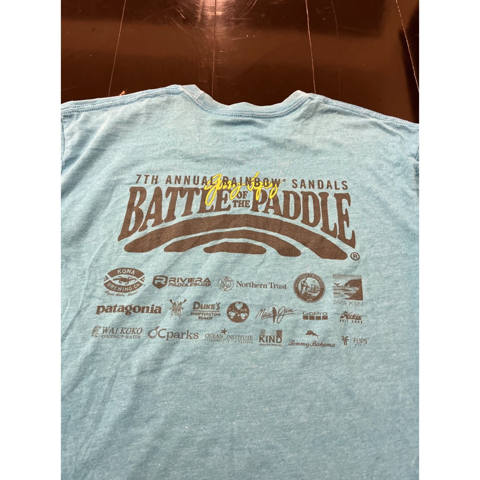 Next Level VINTAGE Next Level Shirt Mens L Blue 7th Annual Rainbow Sandals Battle of the Paddle Gerry Lopez Canoe Paddles Logo Graphic T-Shirt Size US L / EU 52-54 / 3 - 8 Thumbnail