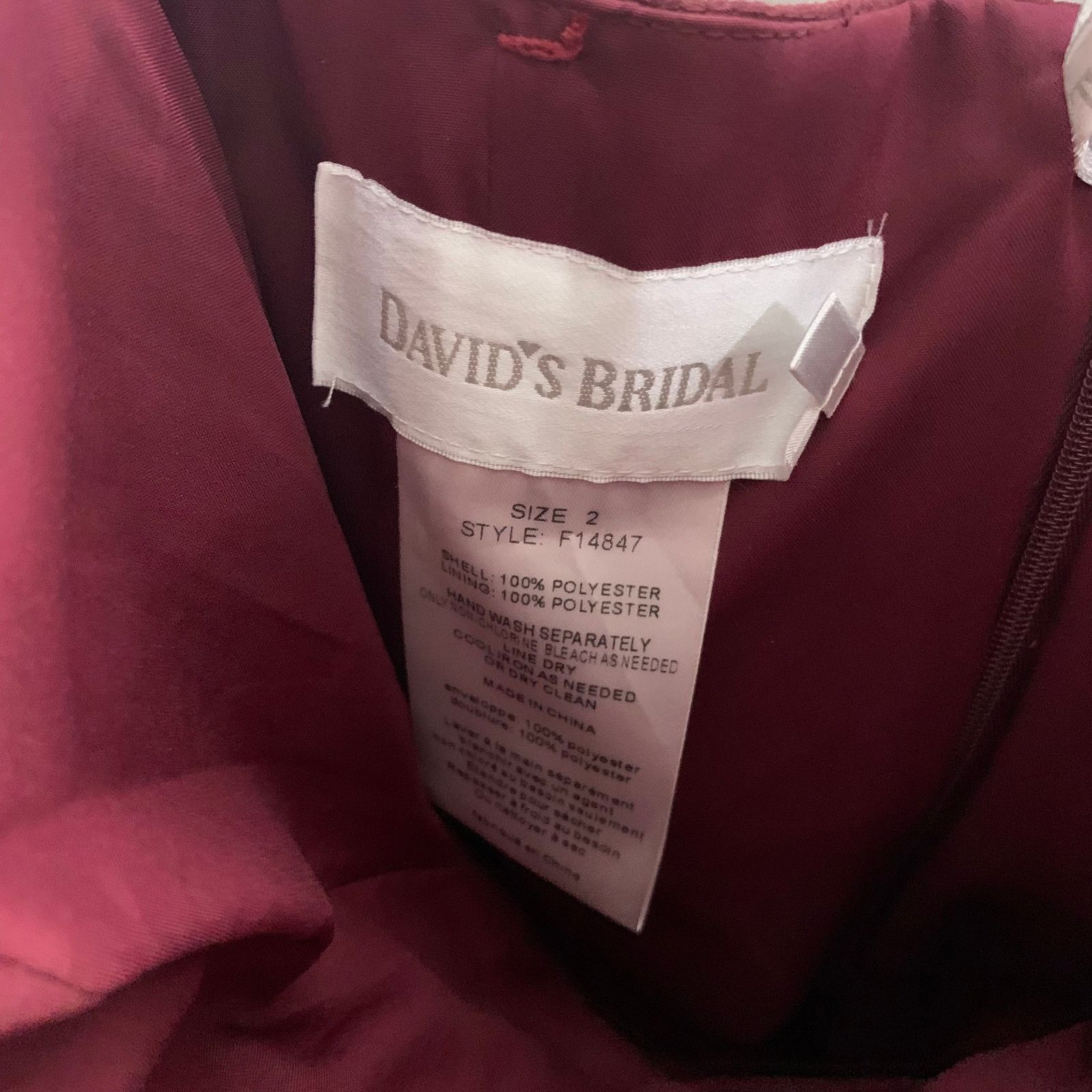 Other David's Bridal Womens Dress Size XS / US 0-2 / IT 36-38 - 3 Thumbnail