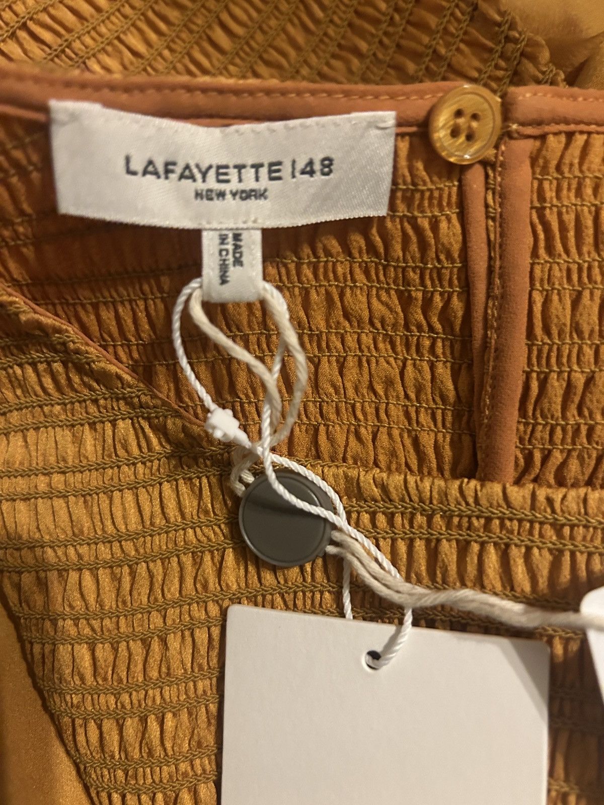 Lafayette 148 LAFAYETTE 148 Shirred crepe midi dress Saffron XL MSRP $1195 Size XL / US 12-14 / IT 48-50 - 7 Thumbnail