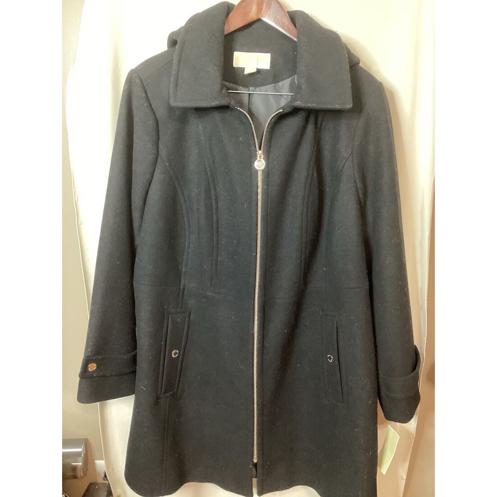 Michael Kors NWT Michael Kors Women’s Full Zip Wool Coat Black Size 2x Size XXL / US 16-18 / IT 52-54 - 1 Thumbnail