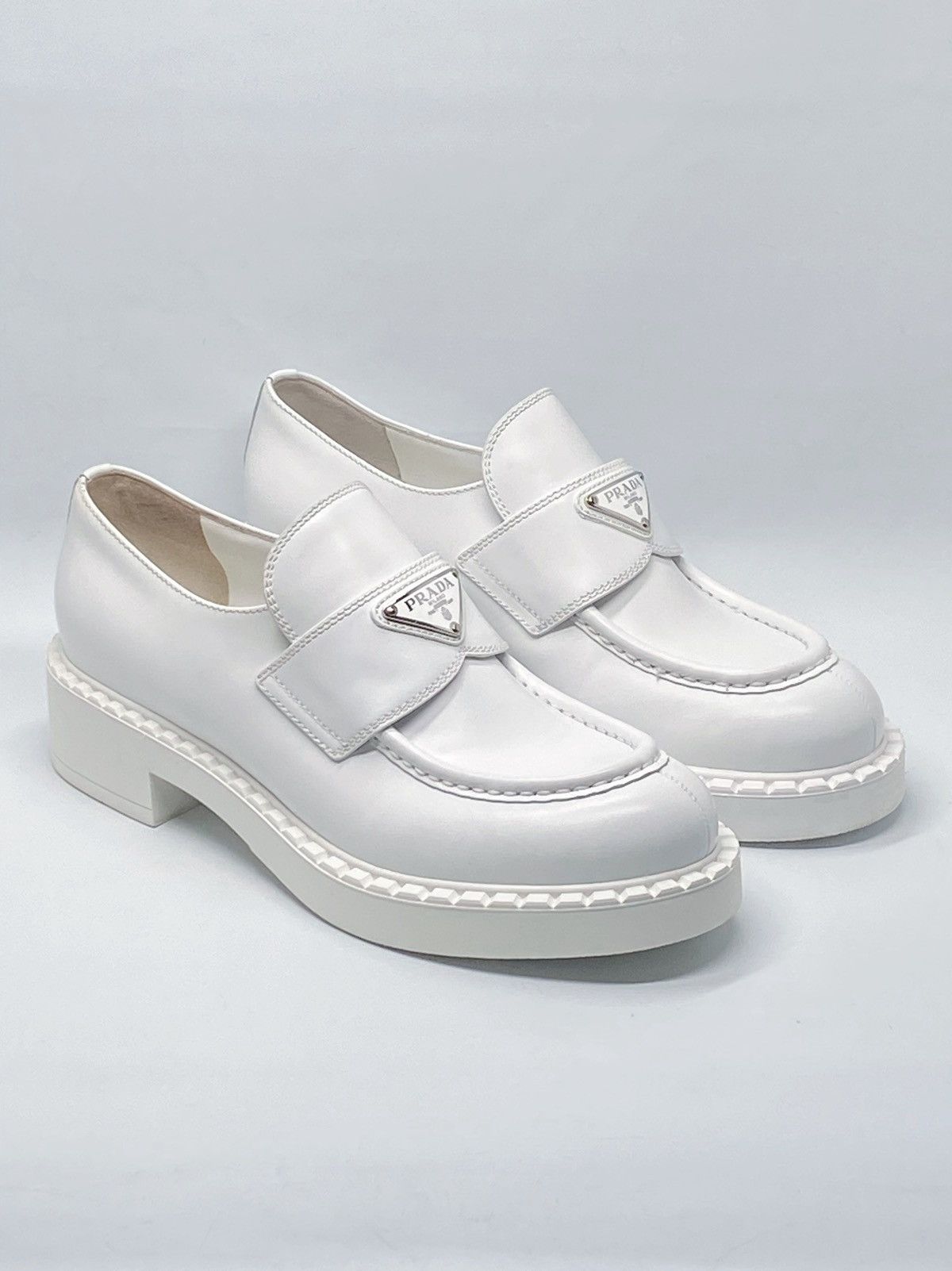 Prada Prada Spazzolato Logo Platform Leather Loafers size 39 Size US 9 / IT 39 - 3 Thumbnail