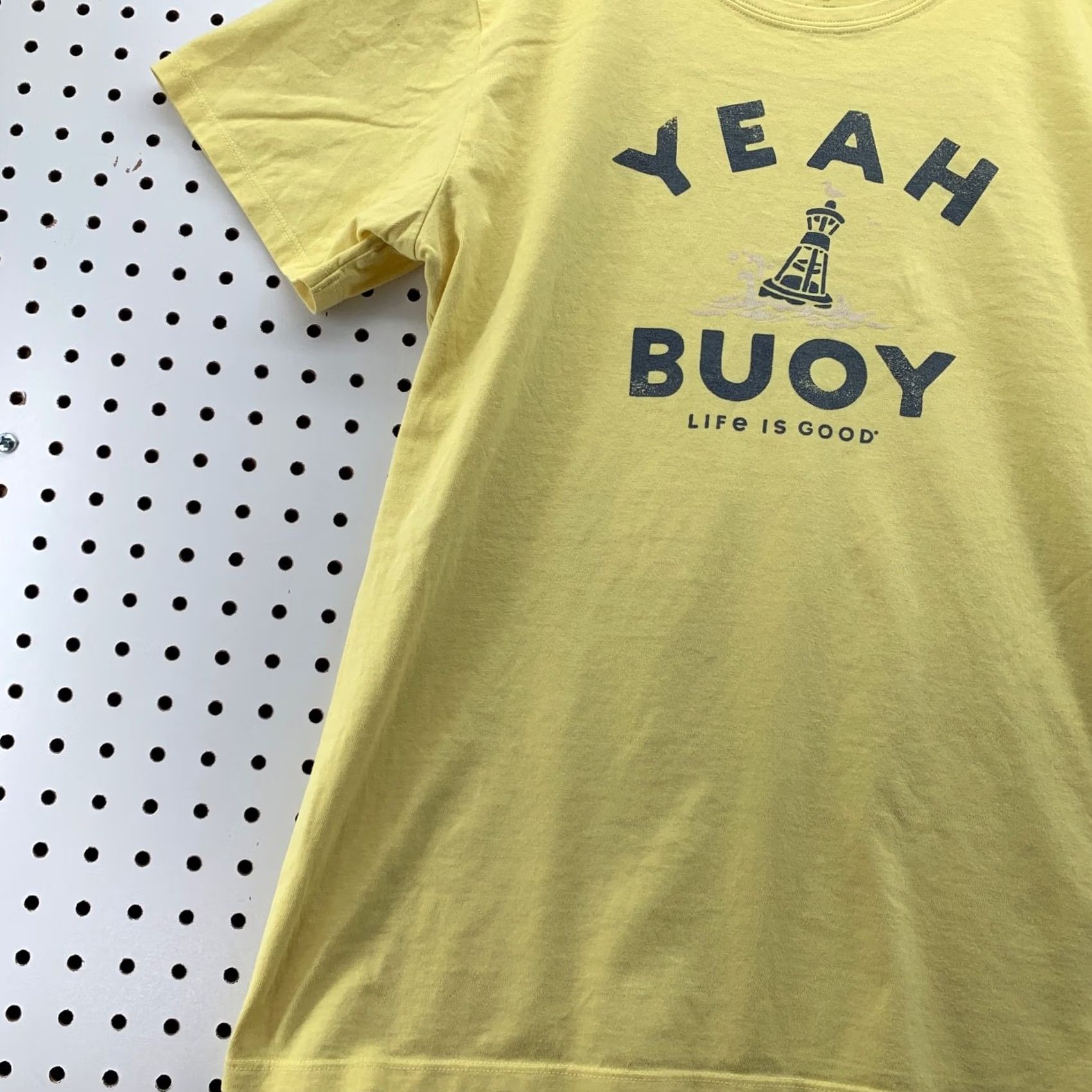 Life is Good Life is Good Crusher Tee Shirt Womens Large Yellow Yeah Buoy Funny T-Shirt Ladies L Yellow Funny Womens Shirts Size L / US 10 / IT 46 - 4 Thumbnail