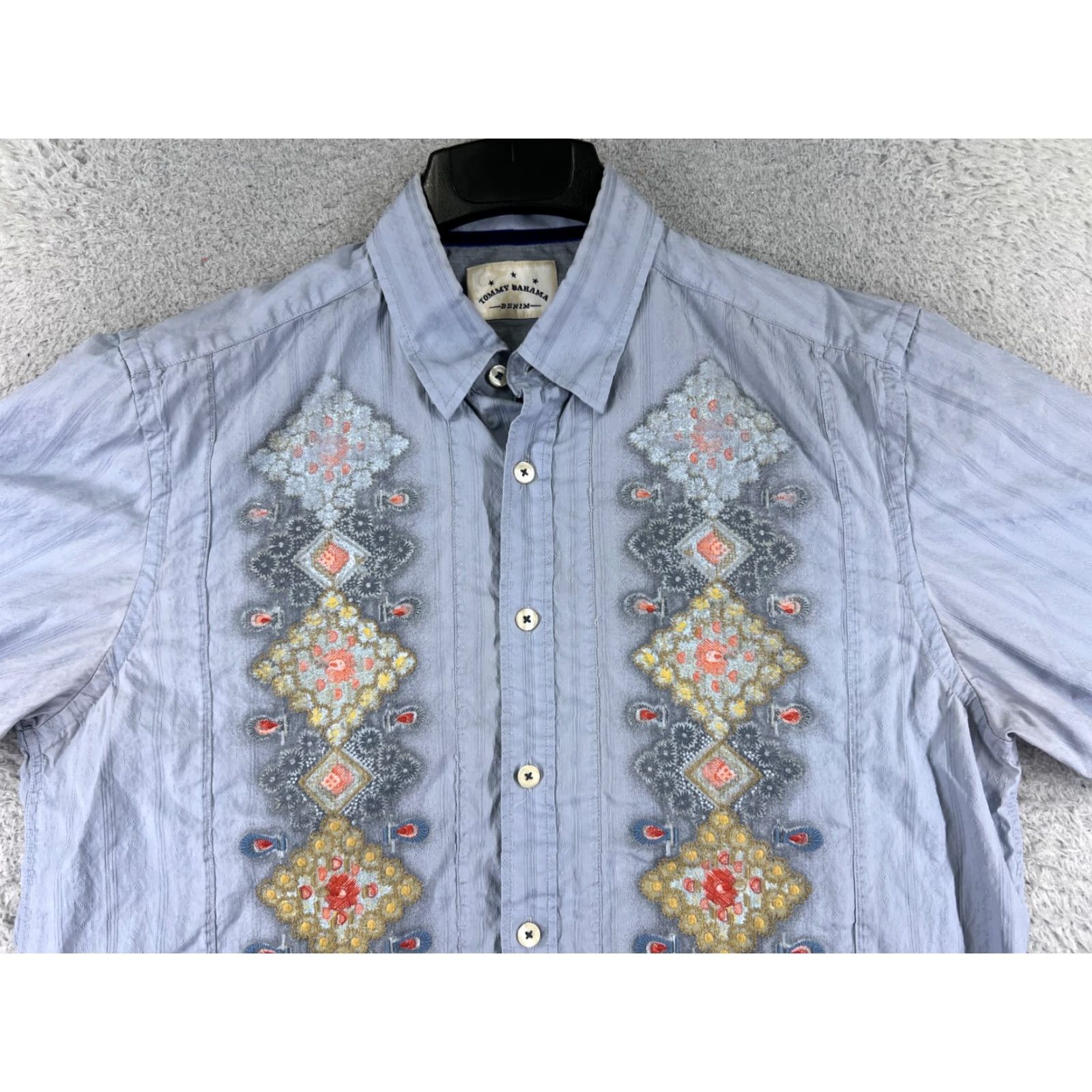 Tommy Bahama Tommy Bahama Shirt Men Large Blue Long Sleeve 100% Cotton Bowling Style Shirt Size US L / EU 52-54 / 3 - 4 Thumbnail
