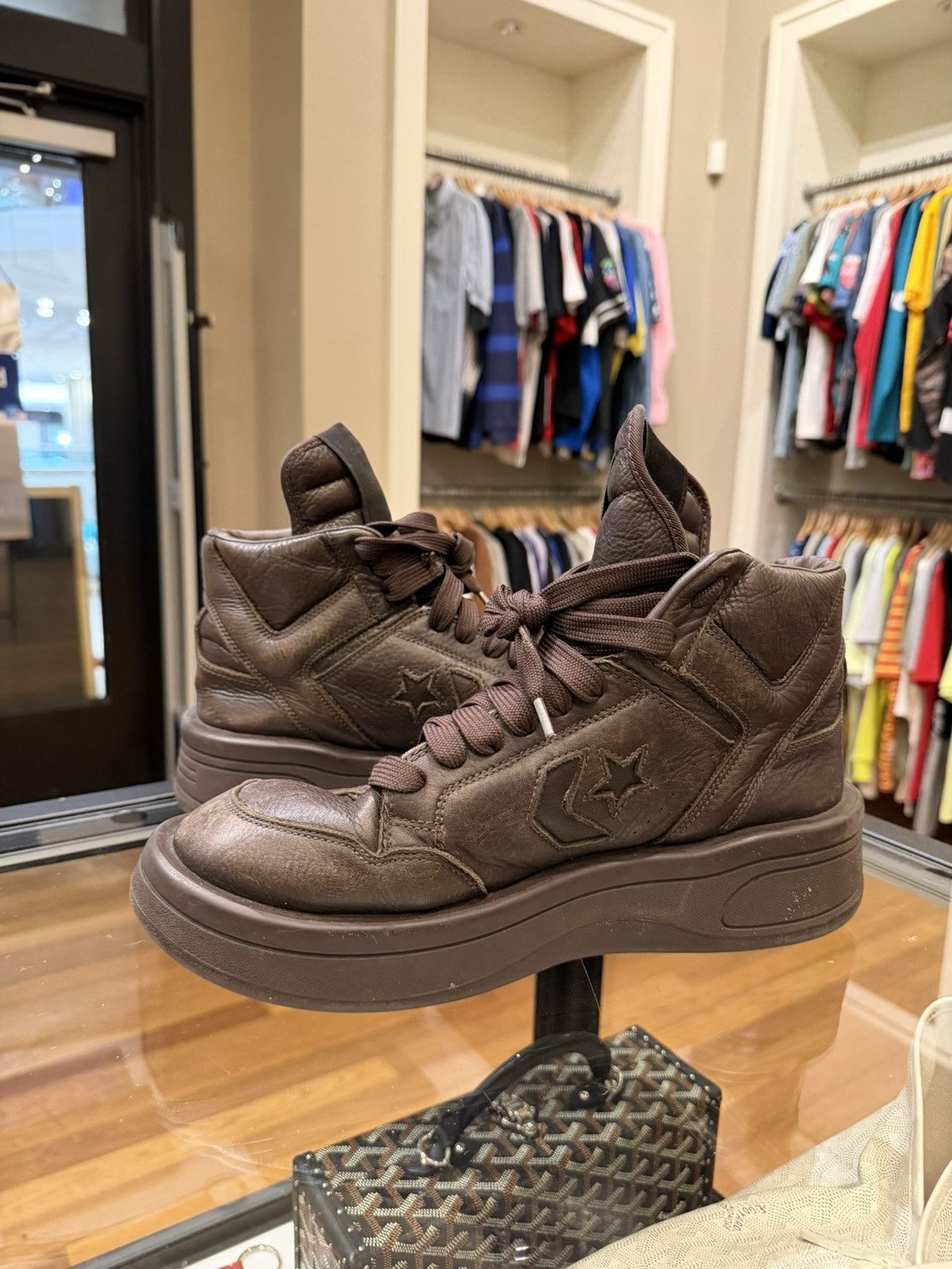 Converse × Rick Owens Drkshdw Rick Owens x Converse DRKSHDW TURBOWPN Mids - Clay Size US 10 / EU 43 - 2 Thumbnail