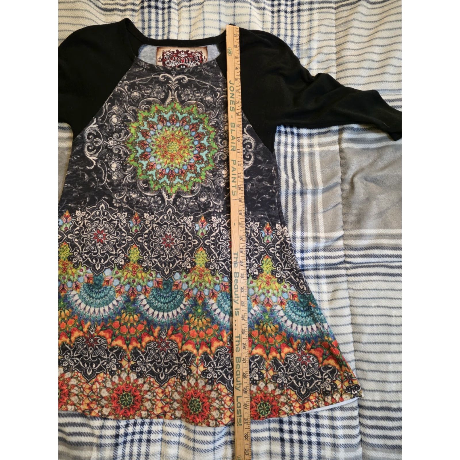 Vintage VINTAGE Amma Hippie Art Psychedelic Geometric 3/4 Sleeve Shirt Dress M Green Womens Fashion Size M / US 6-8 / IT 42-44 - 5 Thumbnail