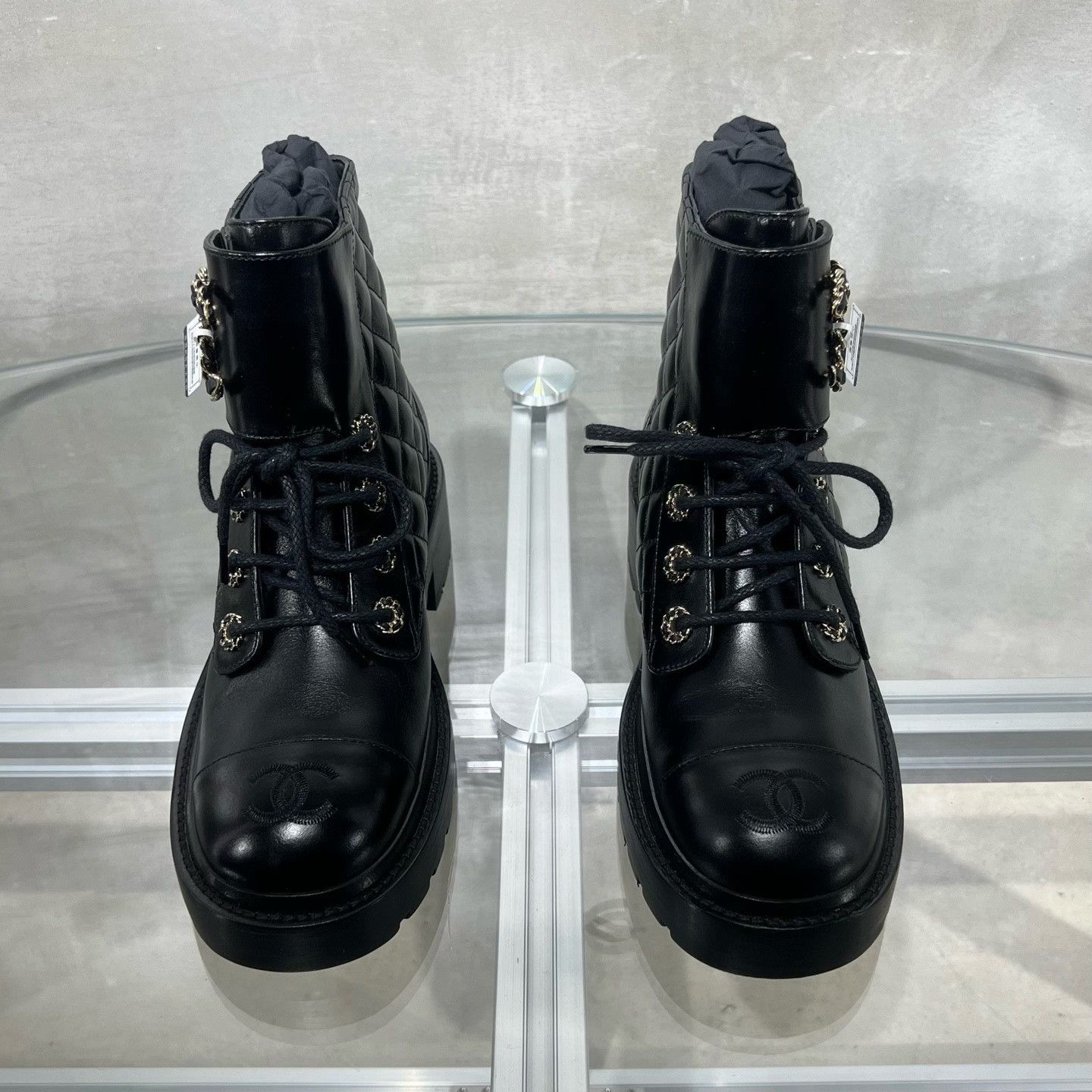Chanel Chanel Black Quilted Double C Short Boots Size US 5 / IT 35 - 1 Thumbnail