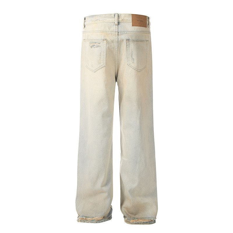 Jean American retro washed distressed straight leg jeans for men Size US 32 / EU 48 - 2 Thumbnail
