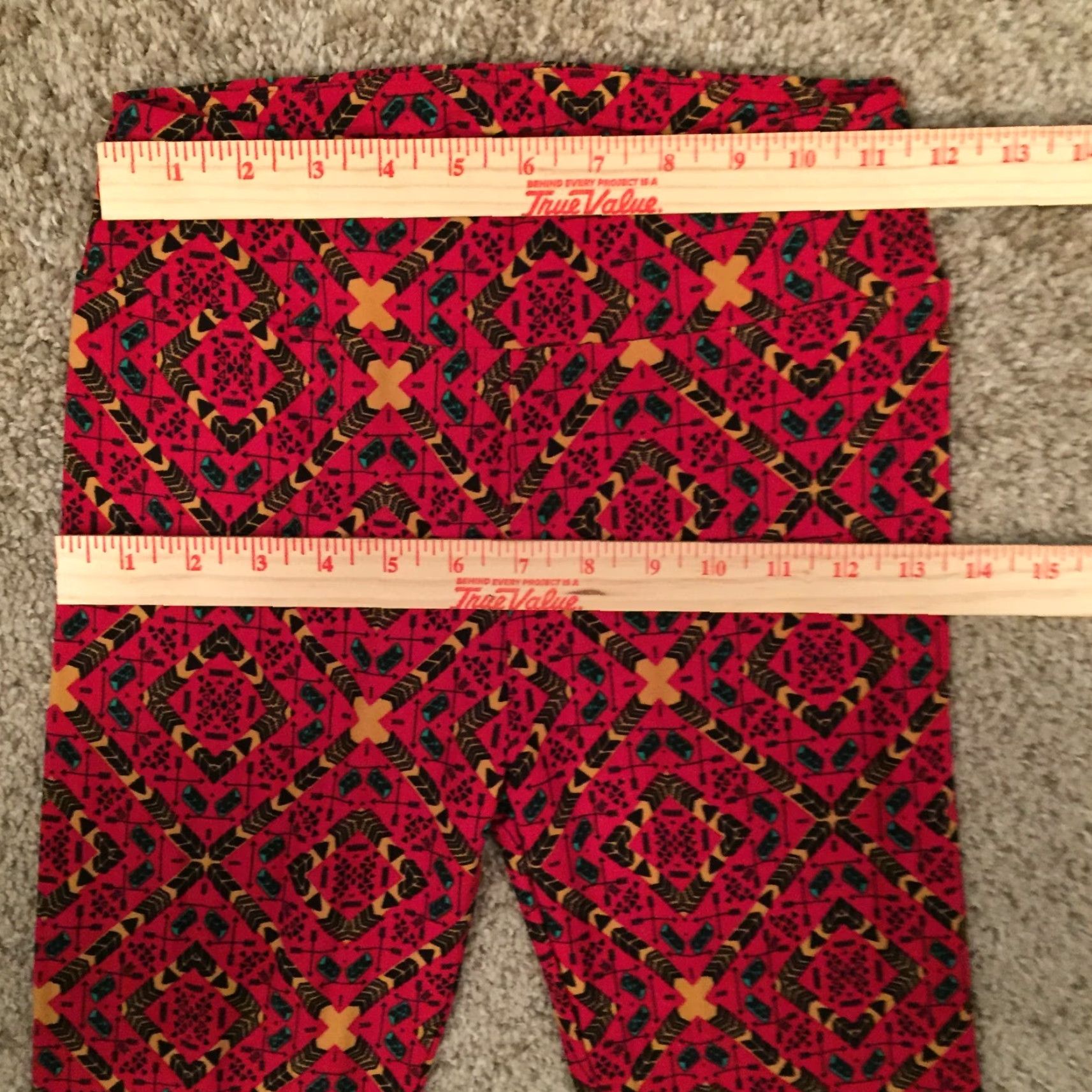 Vintage LuLaRoe Leggings One Size OS Red Geometric NWOT Size 42" / US 20 - 2 Thumbnail