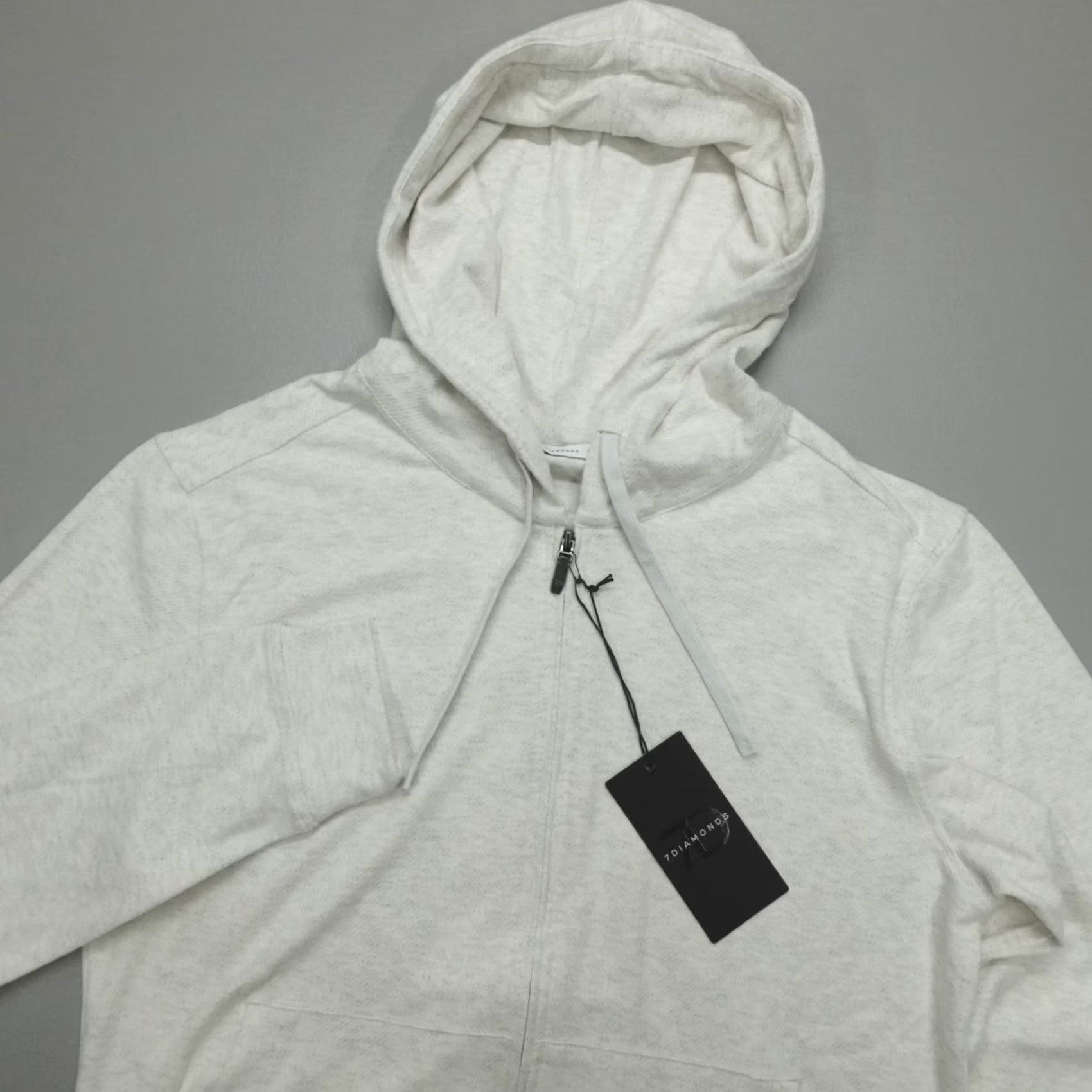 Vintage 7 Diamonds Generation Hoodie Full Zip Mens Size L Beige Striped Double-Knit Shirt Mens Hoodie Beige Striped Full Zip Logo Embroidered Size US L / EU 52-54 / 3 - 2 Thumbnail