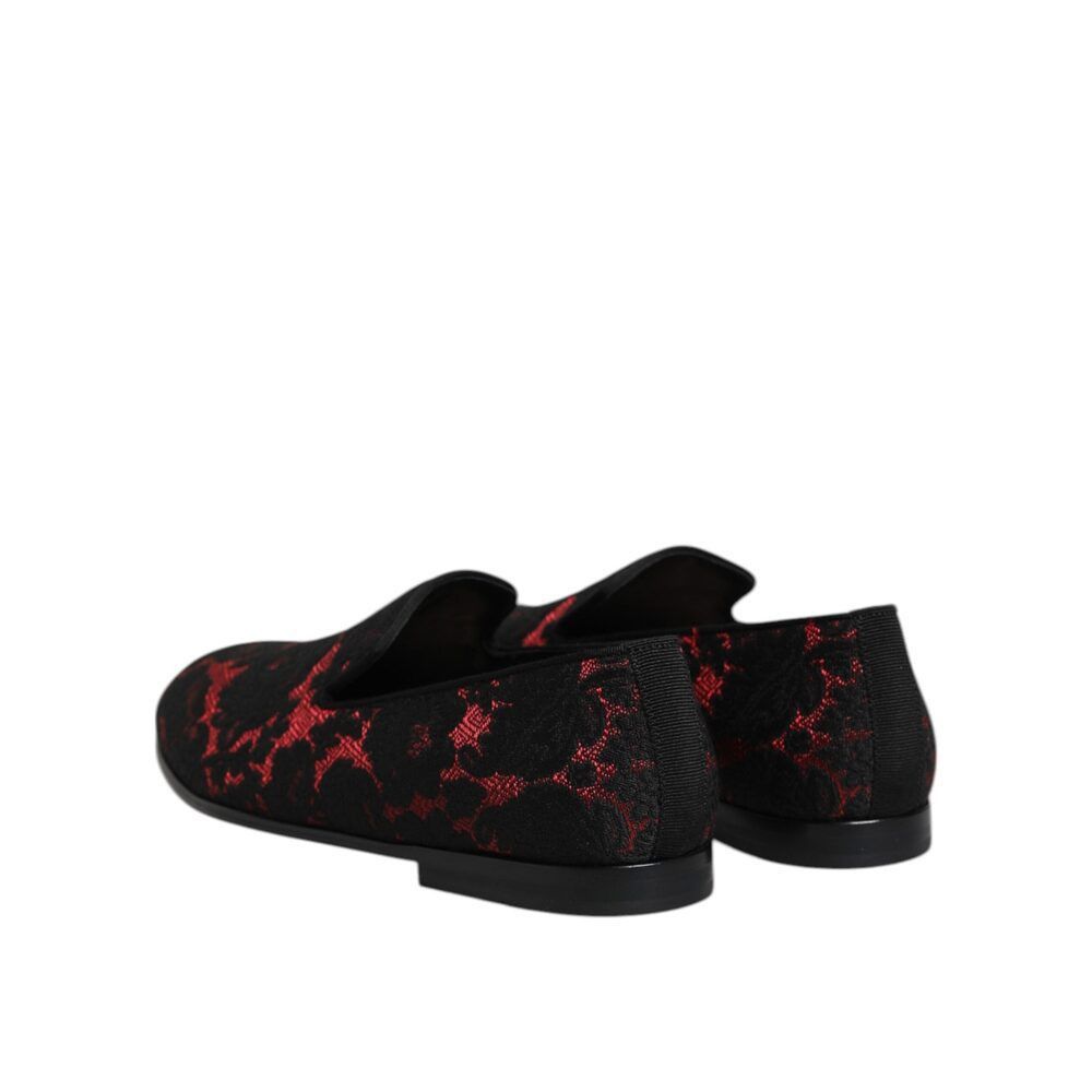 Dolce & Gabbana Dolce & Gabbana Red Black Jacquard Slip On Men Loafers Shoes Size US 7 / EU 40 - 5 Thumbnail
