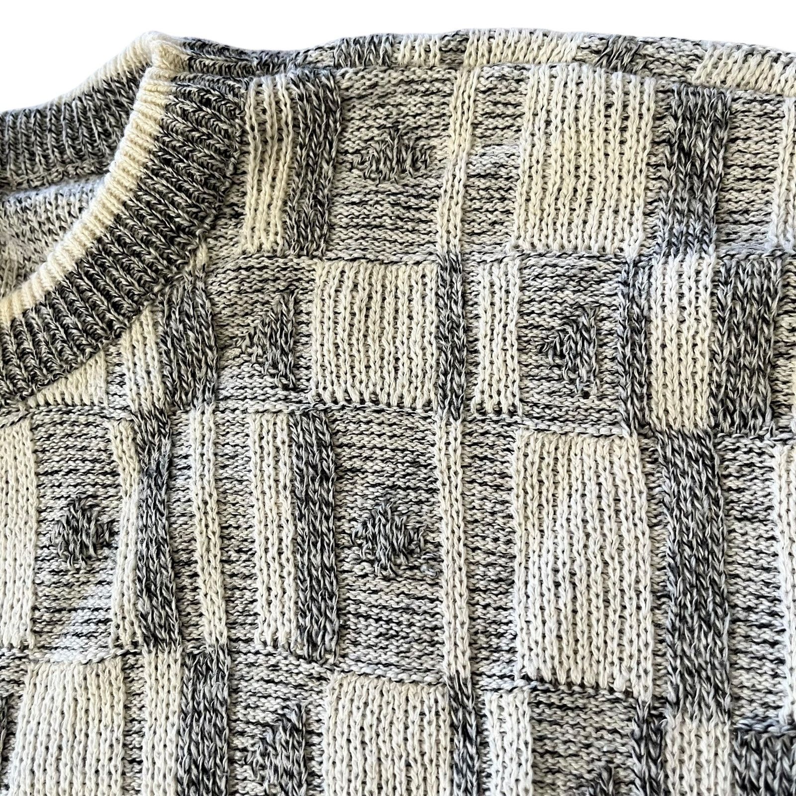 Vintage Vintage Eagleson's Checkered Gray Ivory-White Cotton Sweater Size US XL / EU 56 / 4 - 5 Thumbnail