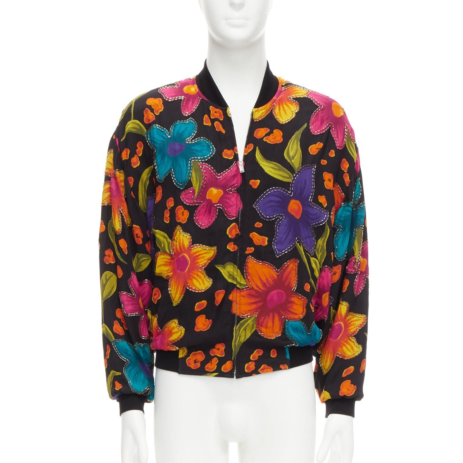 Saint Laurent Paris SAINT LAURENT 2021 Teddy floral crepe embellished bomber jacket FR44 XS Size US XS / EU 42 / 0 - 1 Thumbnail