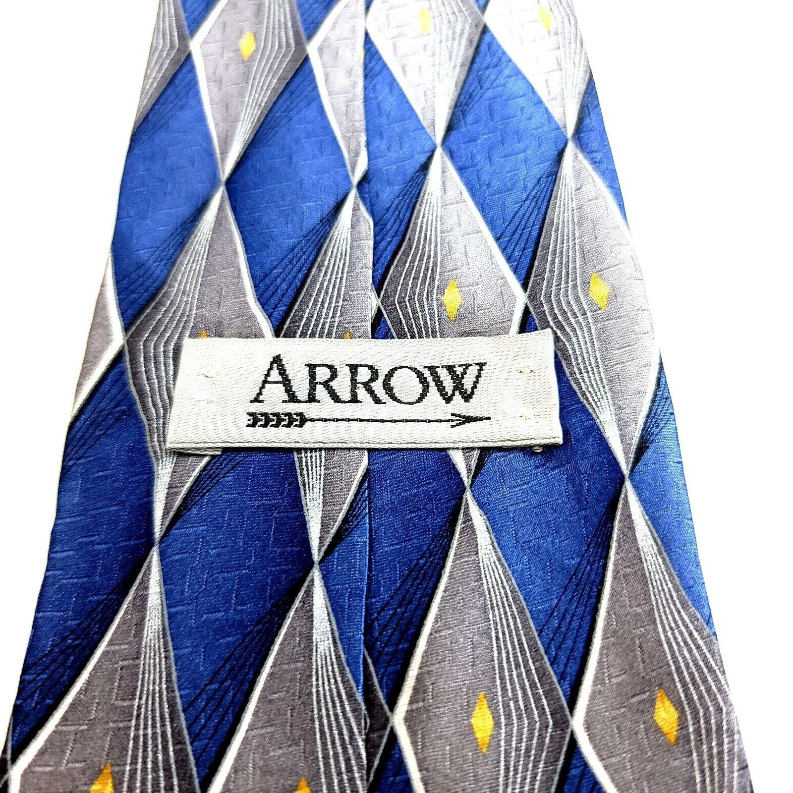 Arrow Arrow Blue Gray Geometric Jacquard Print Silk Tie Size ONE SIZE - 3 Thumbnail