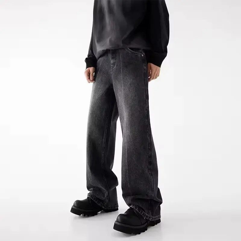 Japanese Brand × Jean Vintage Washed Black Micro Flare Straight Jeans Size US 29 - 2 Thumbnail