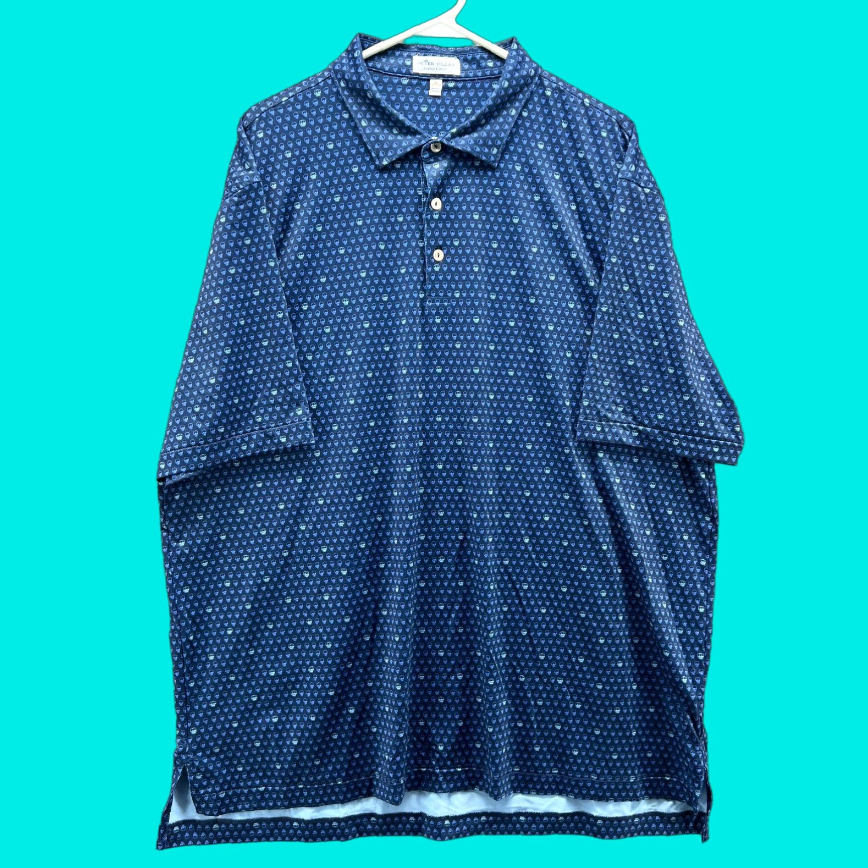 Peter Millar Peter Millar Polo Shirt Men XL Blue Preppy Skull Summer Comfort Golf Shirt Size US XL / EU 56 / 4 - 1 Thumbnail