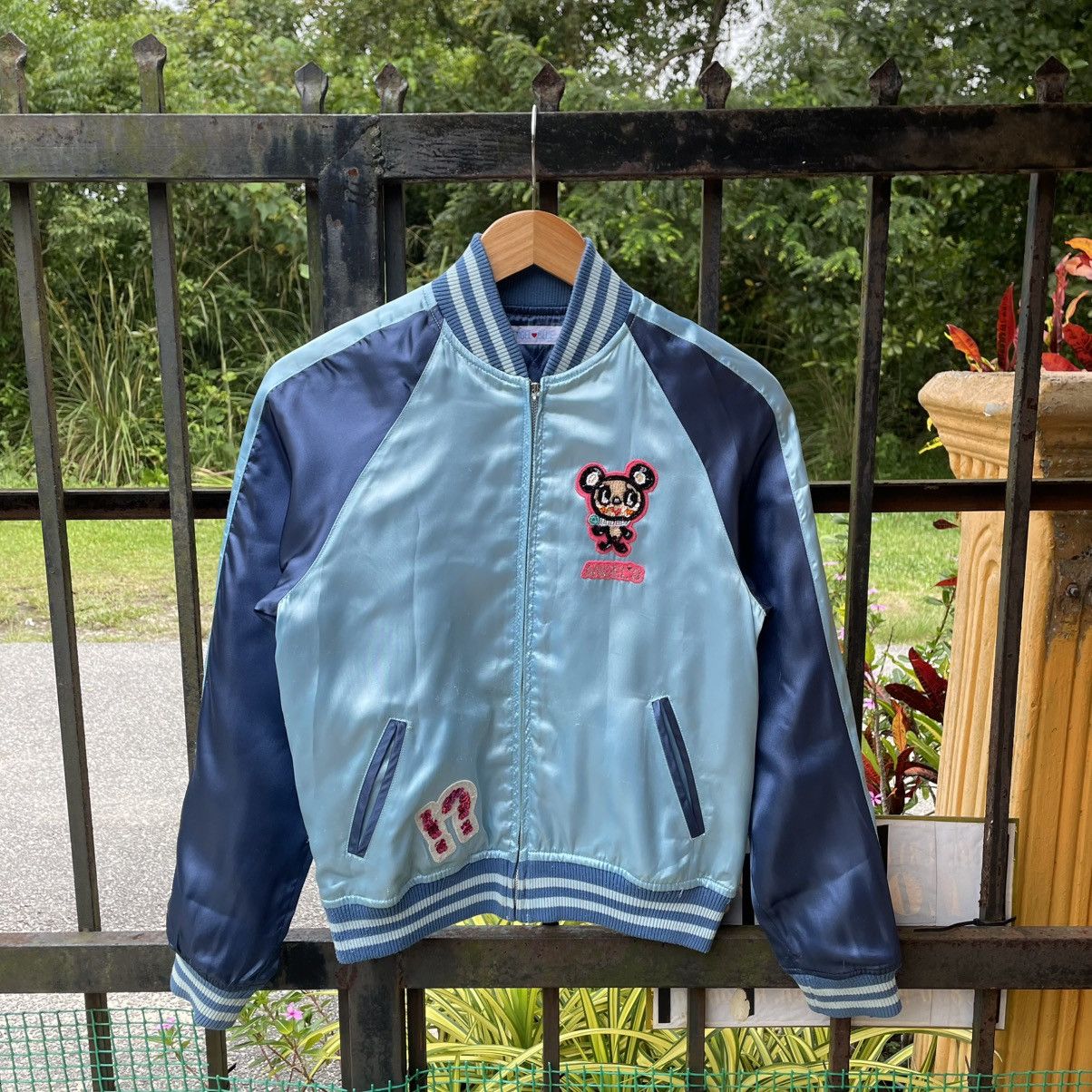 Japanese Brand 🔥🇯🇵Vintage Angel Blue Big Spellout Kids Sukajan Satin Jacket Size US XS / EU 42 / 0 - 4 Thumbnail